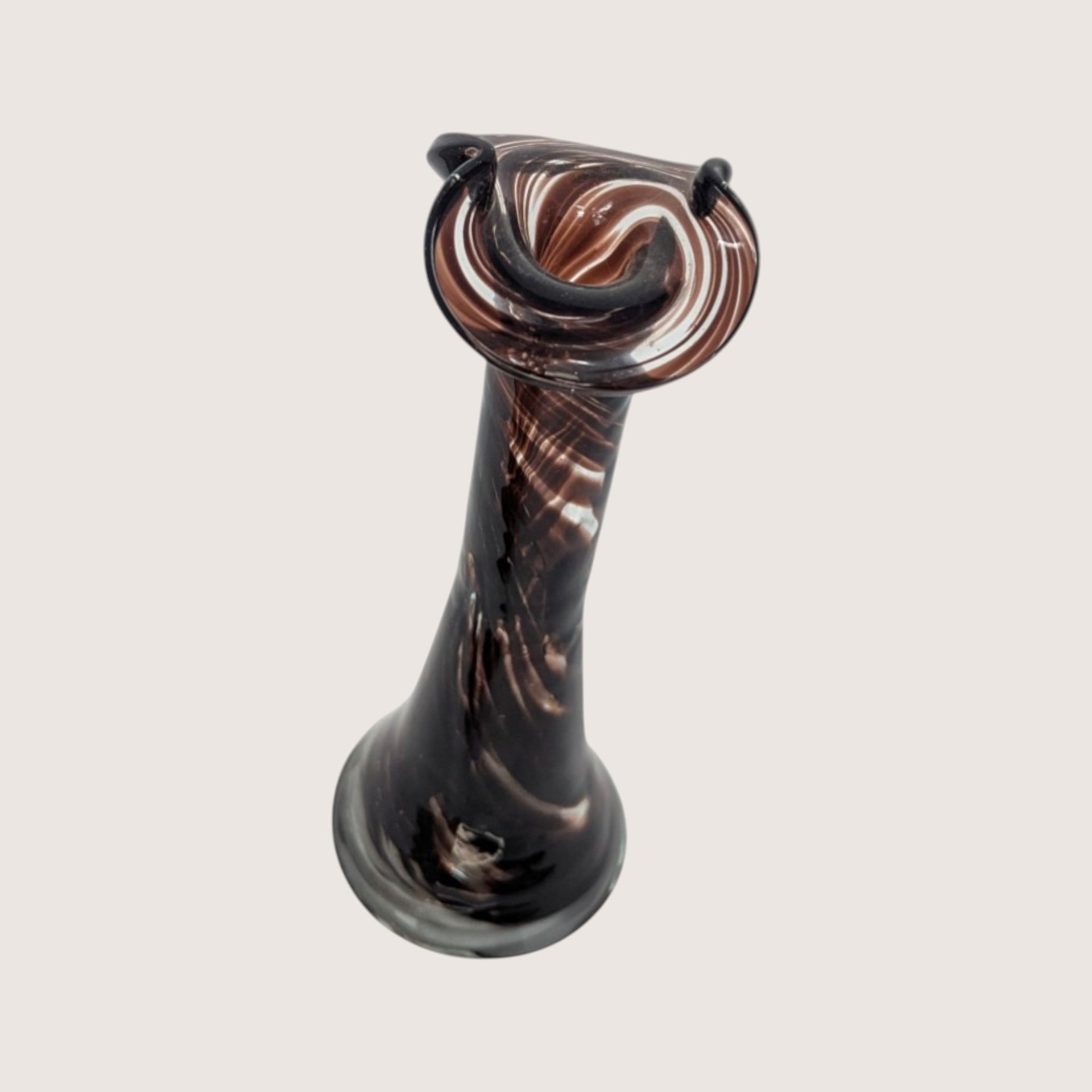 1970s Murano Style Tortoiseshell Glass Bud Vase