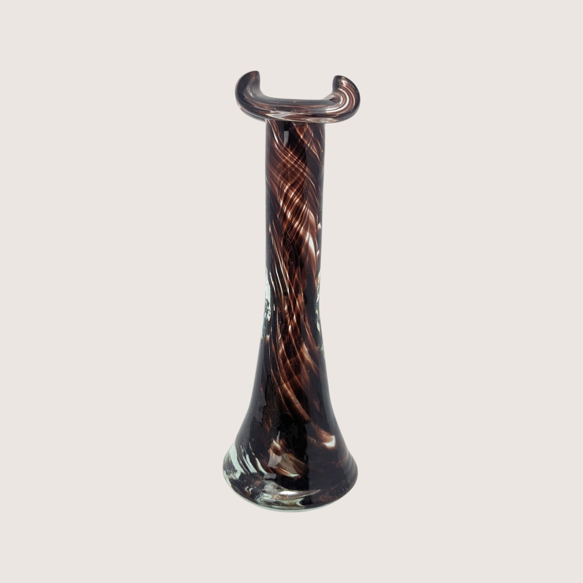 1970s Murano Style Tortoiseshell Glass Bud Vase