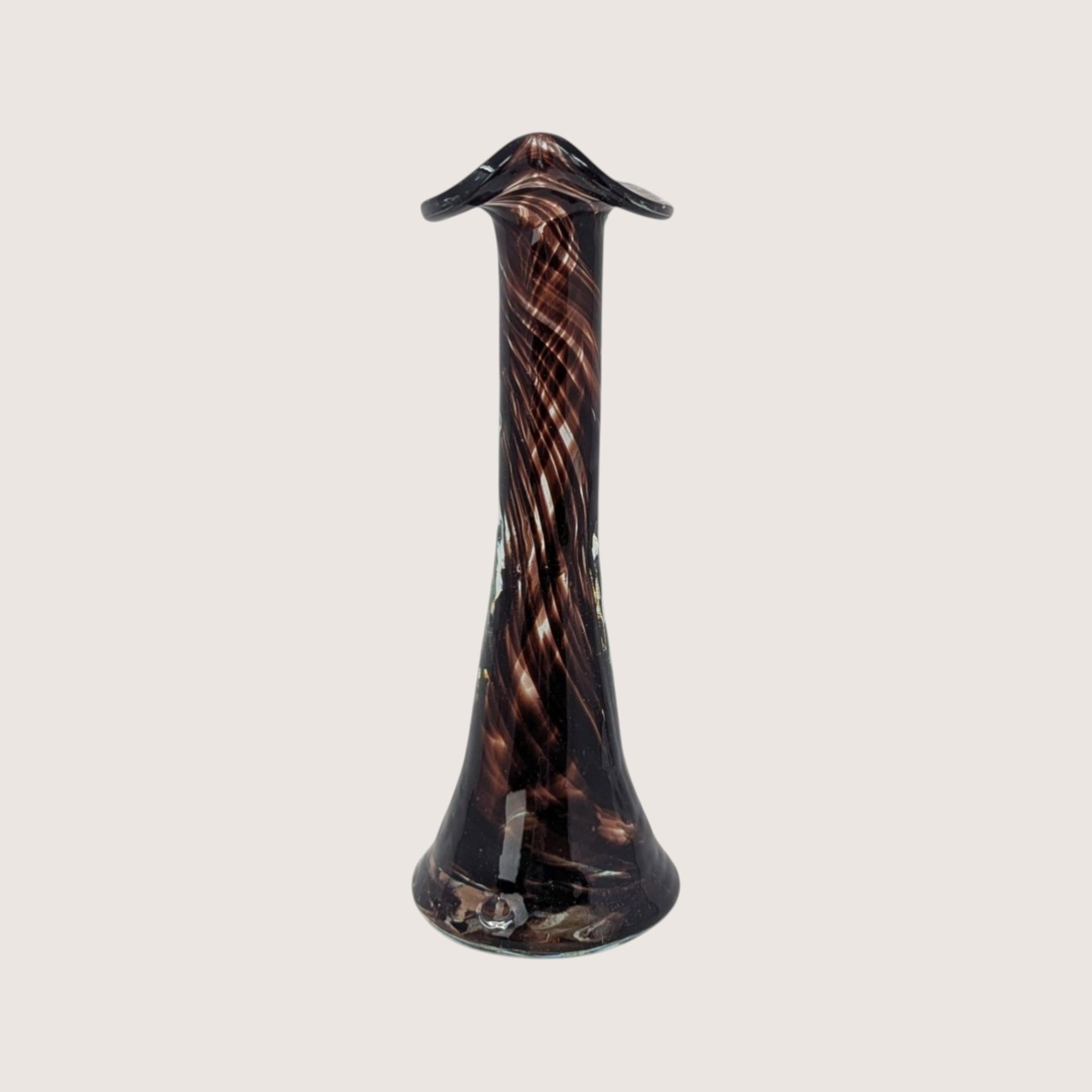 1970s Murano Style Tortoiseshell Glass Bud Vase