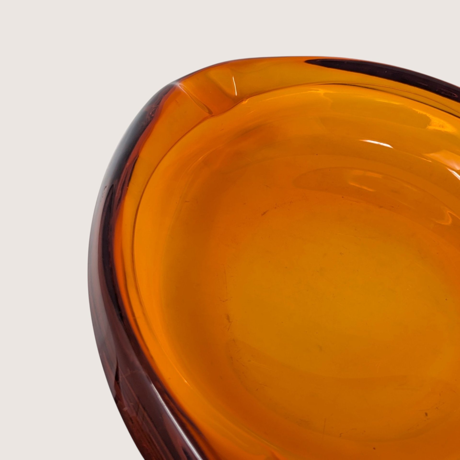 1970s Viking Glass Amber Asymmetrical Ashtray