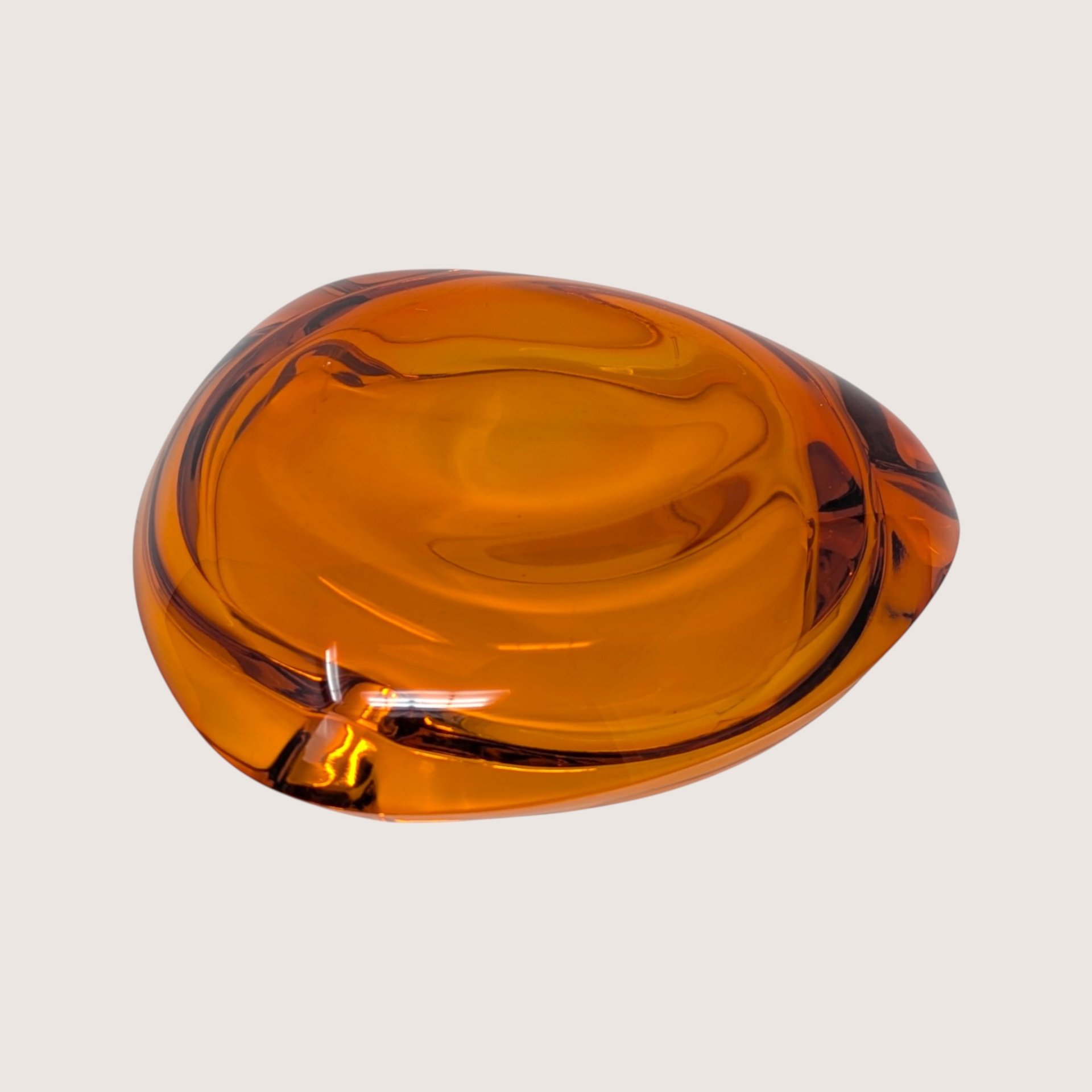 1970s Viking Glass Amber Asymmetrical Ashtray