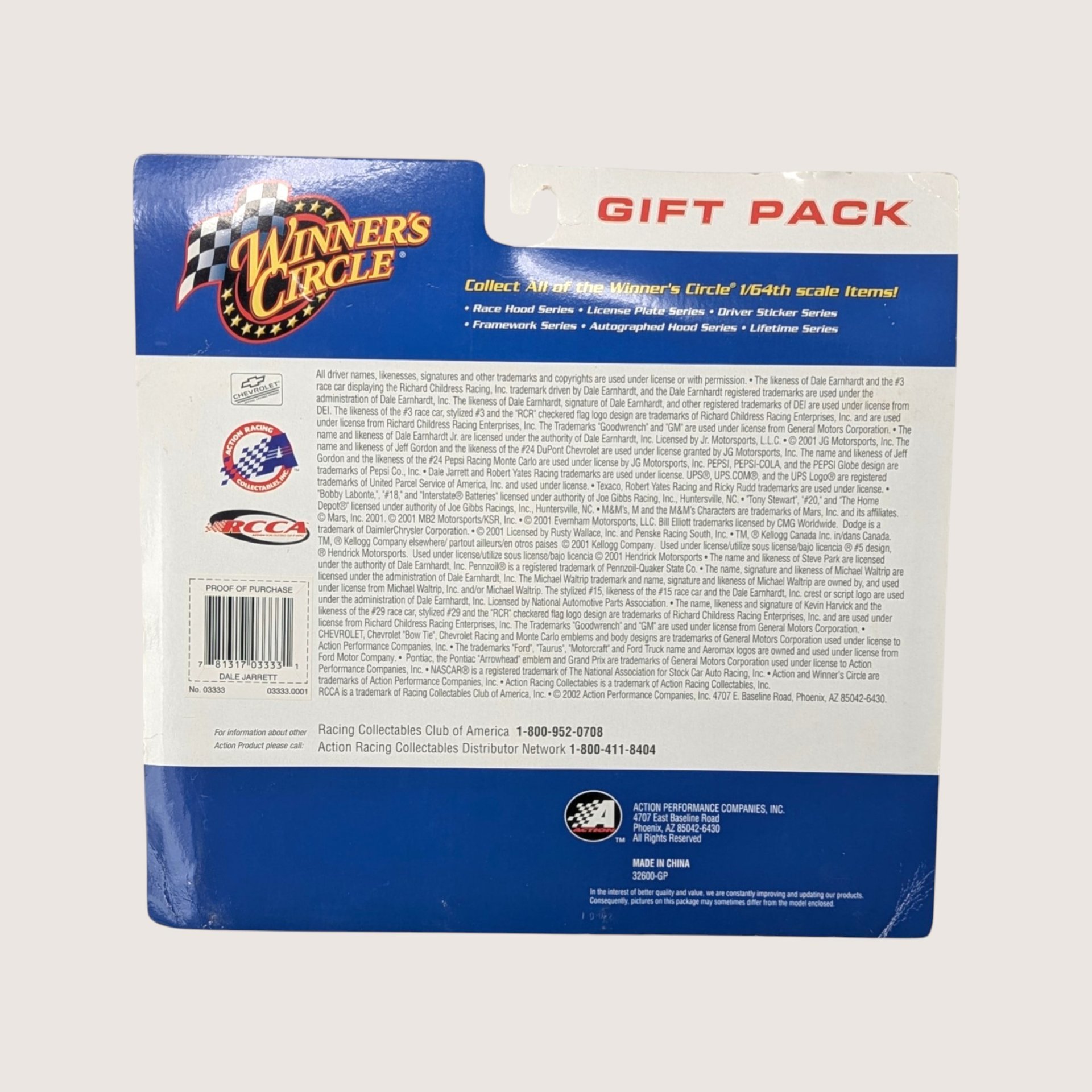 2001 Winner's Circle NASCAR Dale Jarrett Gift Pack