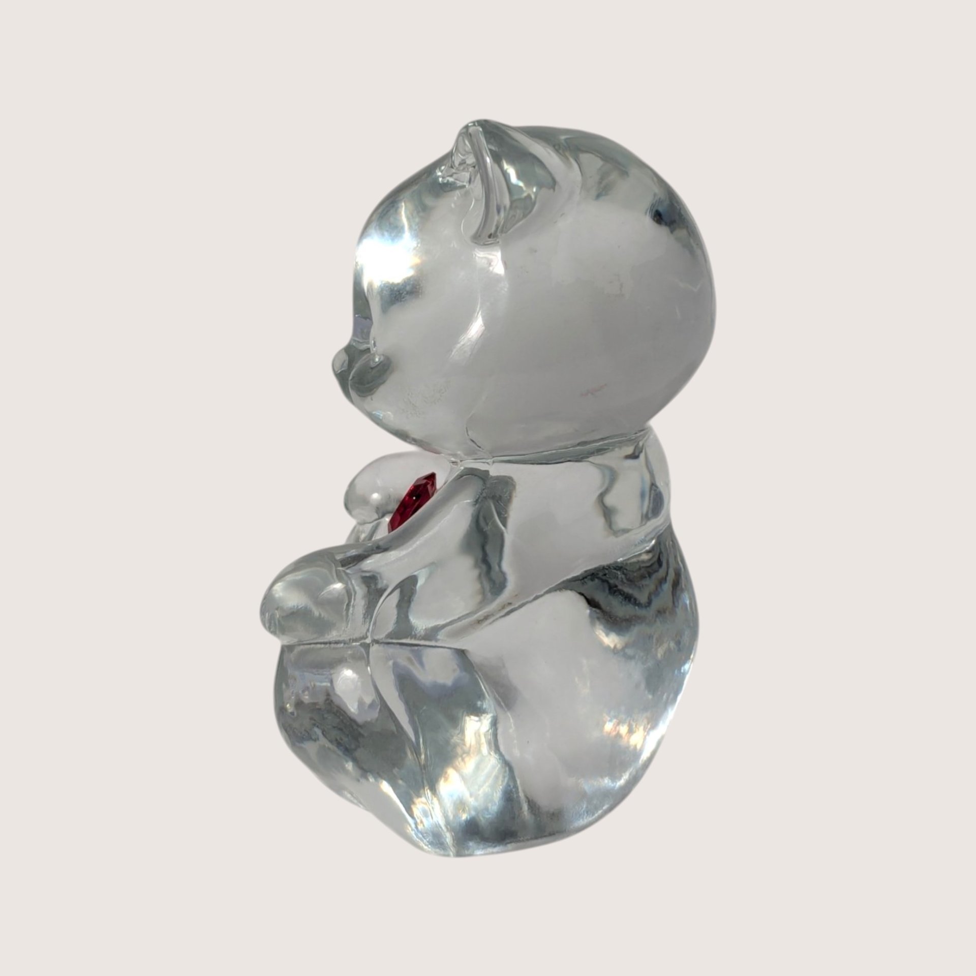 1990s Fenton Clear Glass July Birthstone Bear Figurine