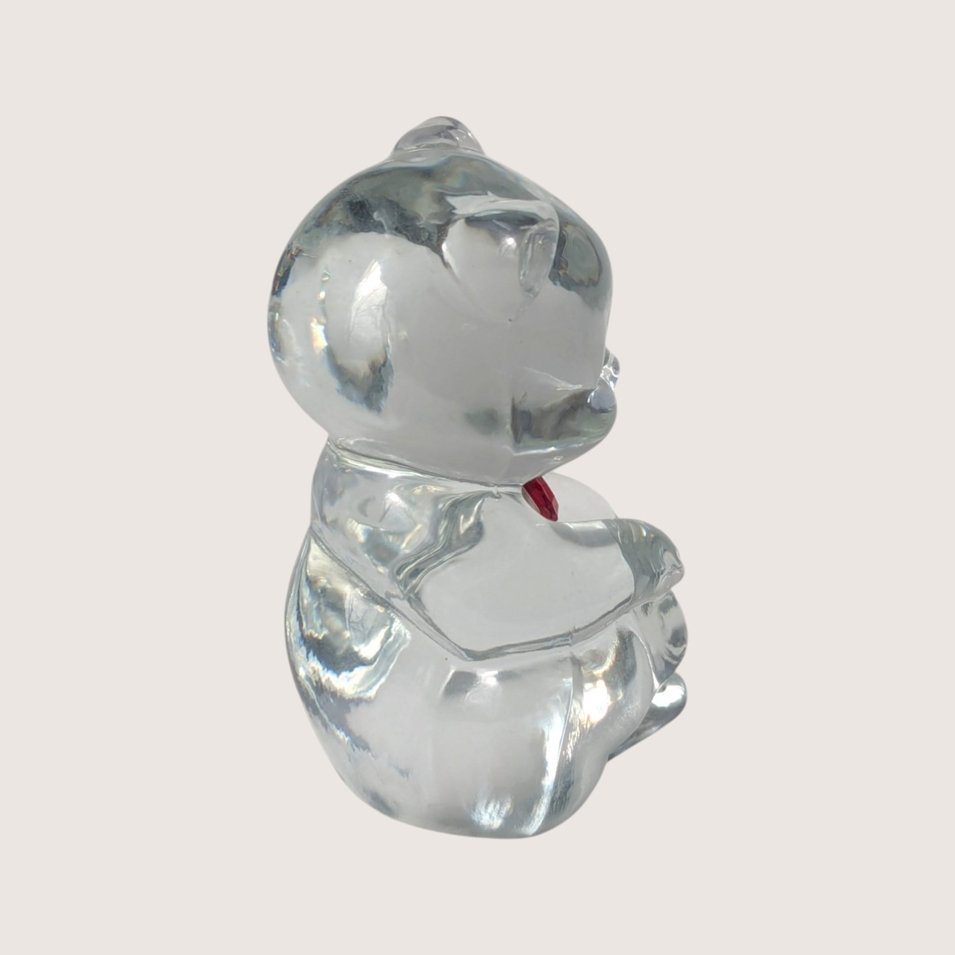 1990s Fenton Clear Glass July Birthstone Bear Figurine