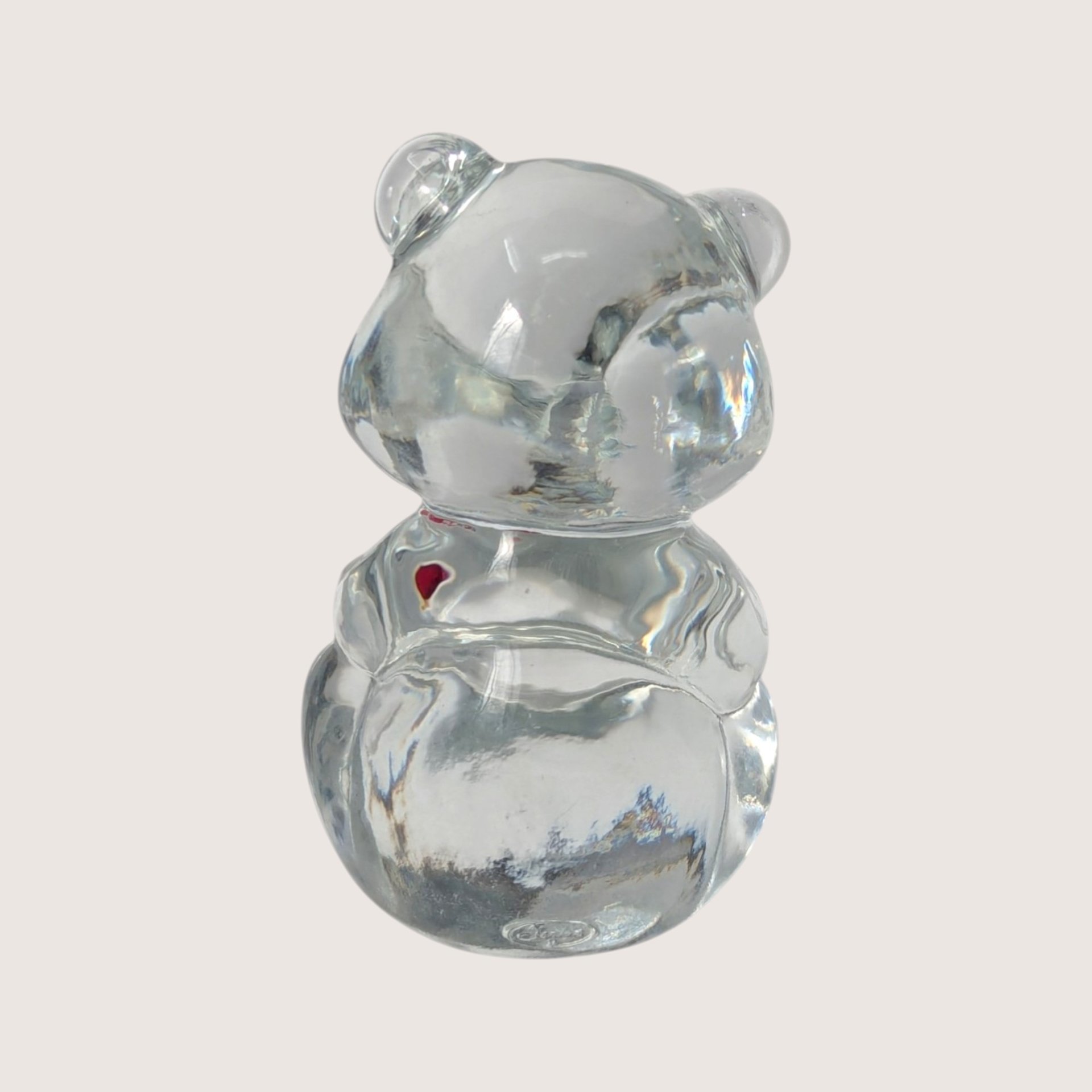 1990s Fenton Clear Glass July Birthstone Bear Figurine