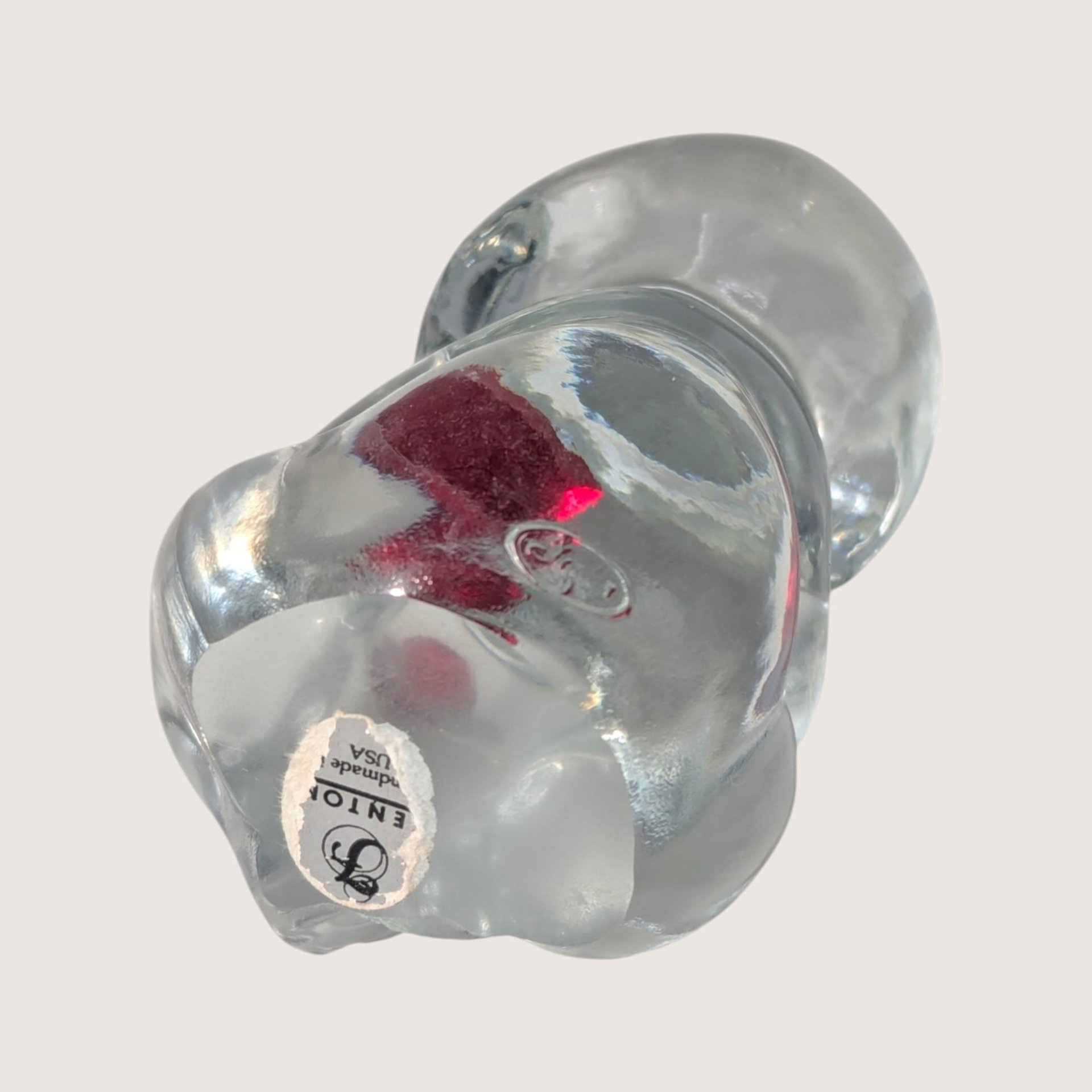 1990s Fenton Clear Glass July Birthstone Bear Figurine