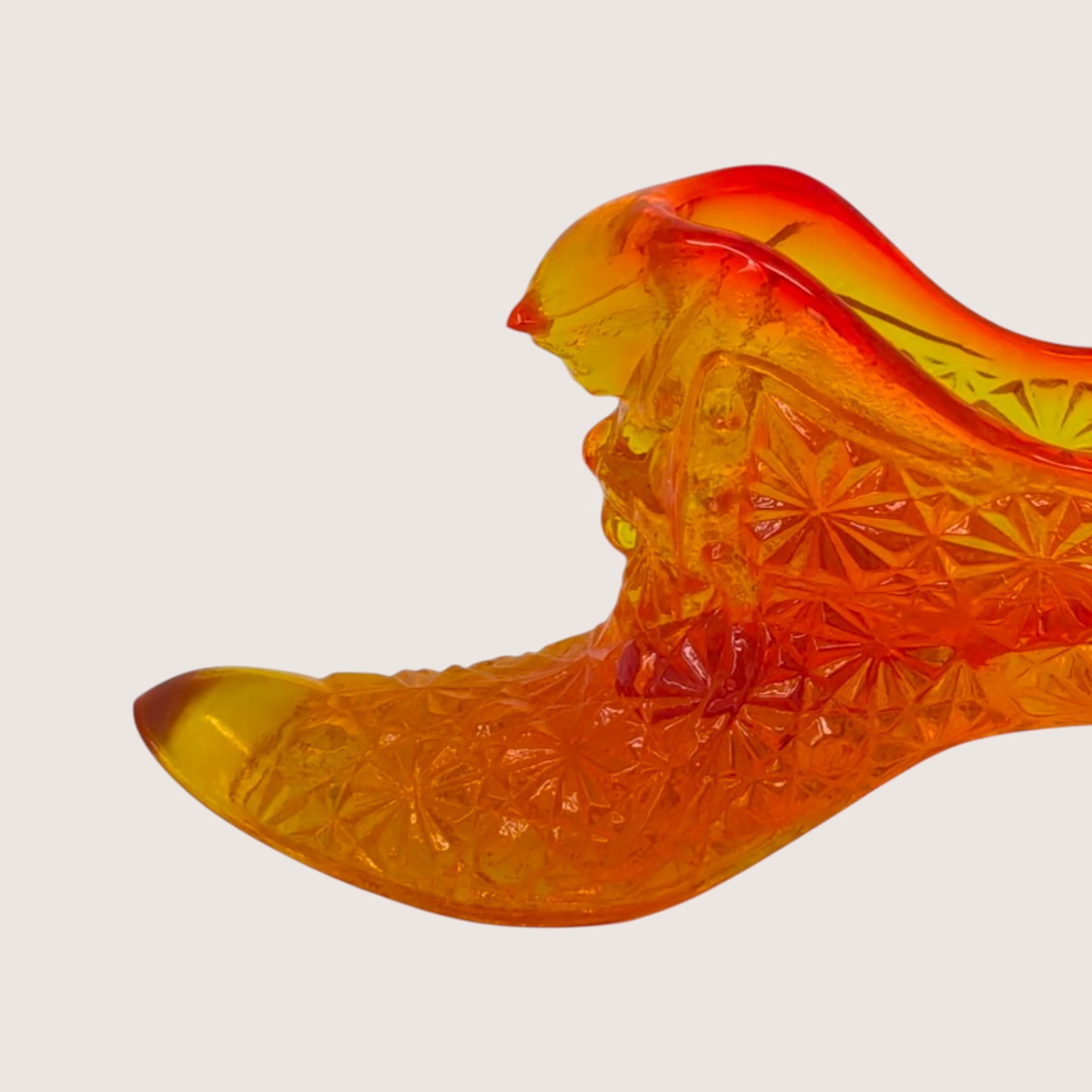 1970s Fenton Amberina Daisy and Button Glass Slipper