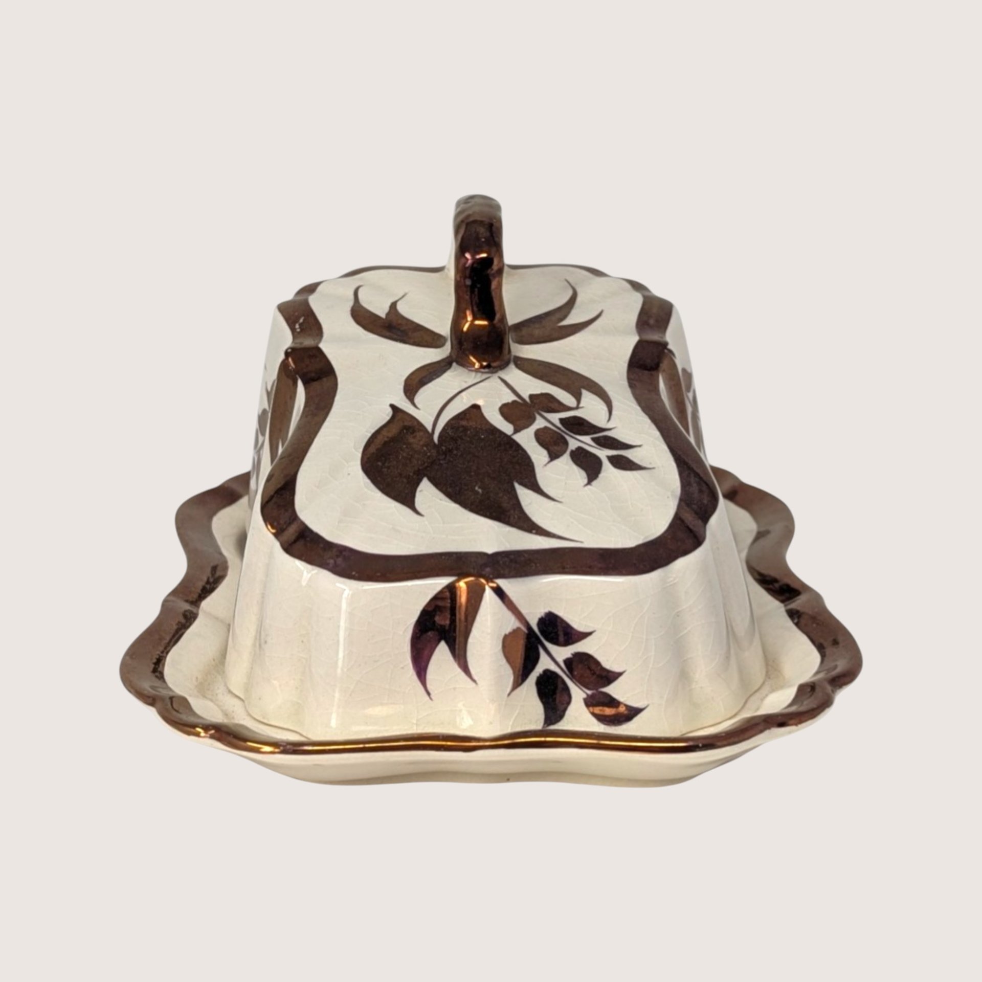 1940s Lancaster and Sandland Englishware Copper Luster Butter Dish  
