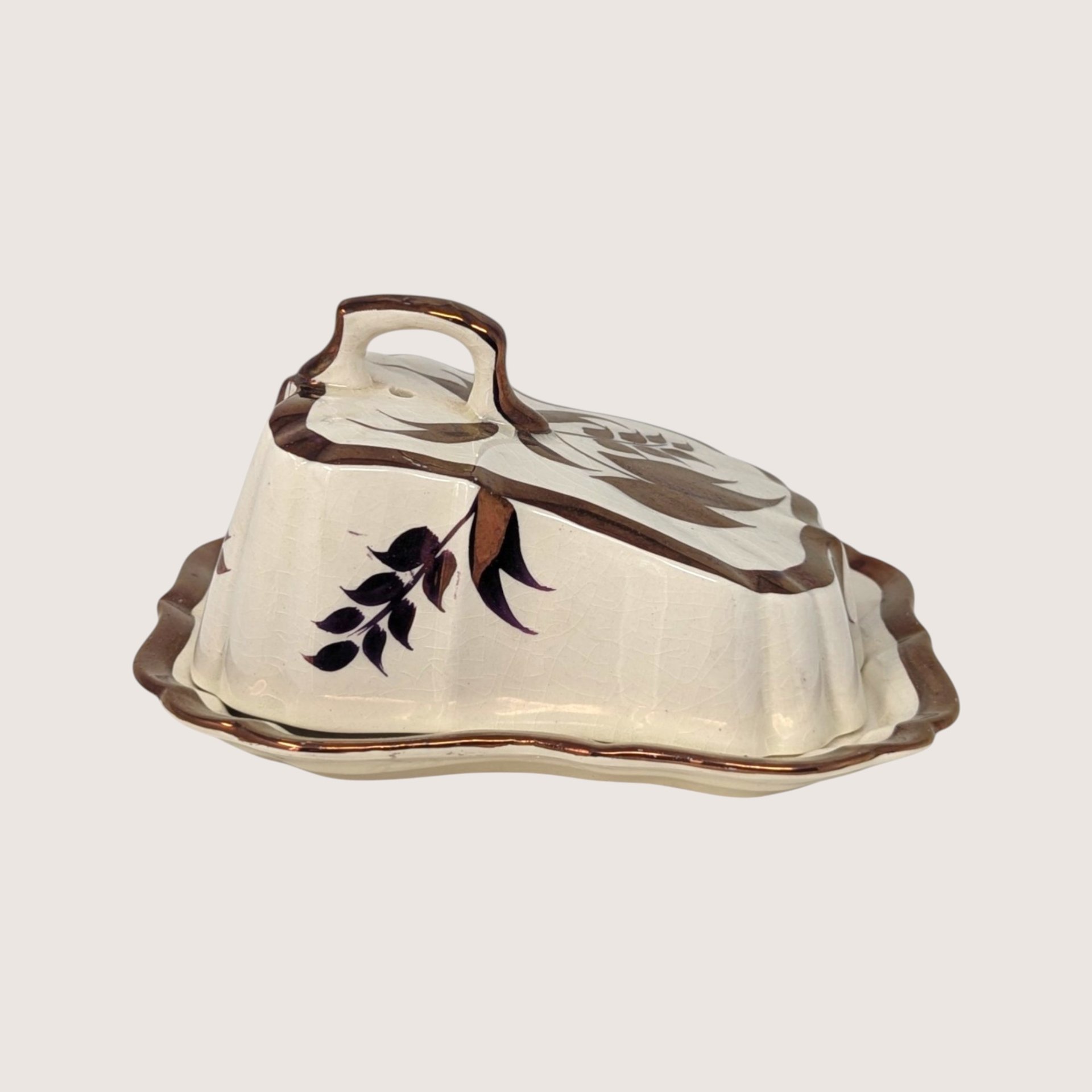 1940s Lancaster and Sandland Englishware Copper Luster Butter Dish  