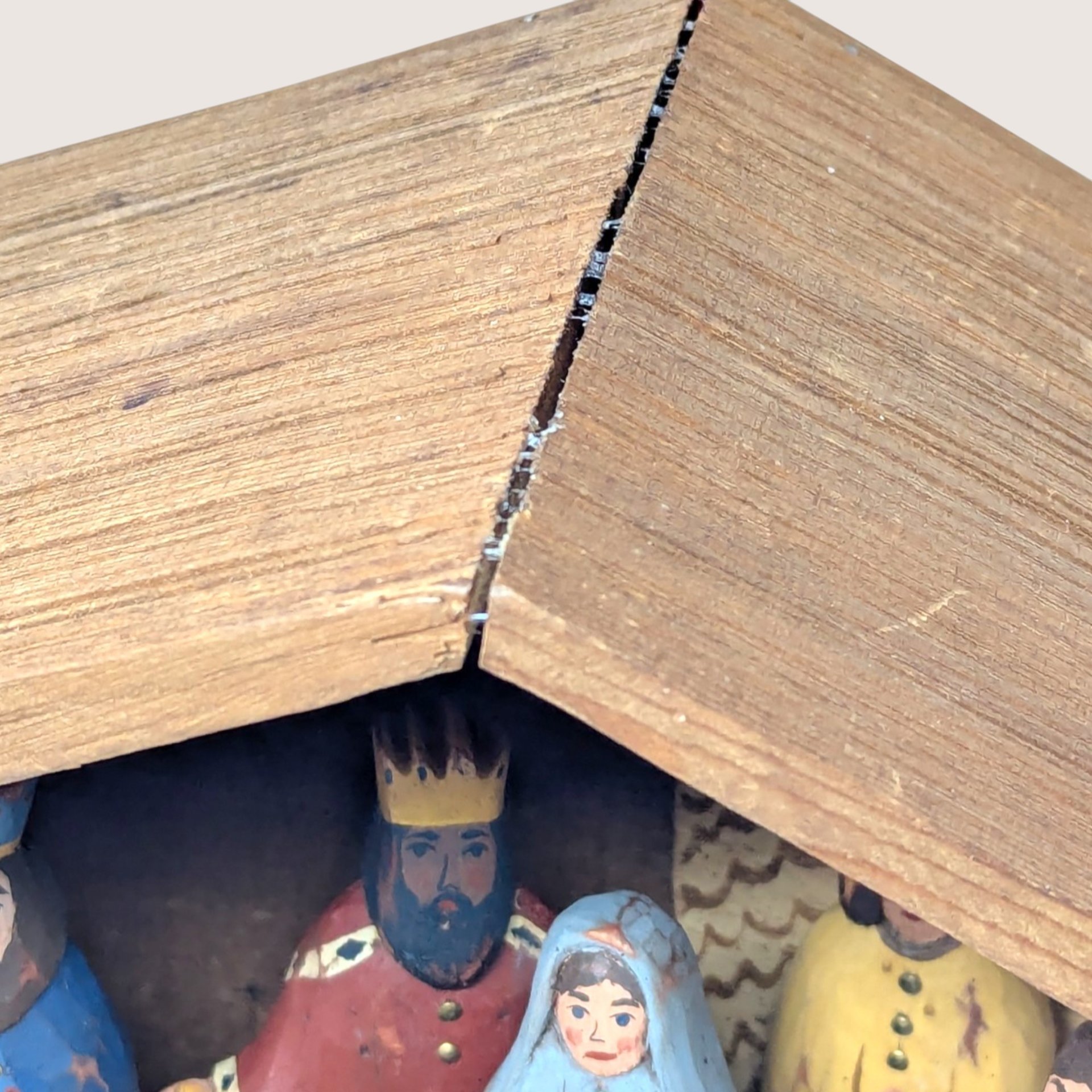 1980s Handmade Wooden Nativity Set