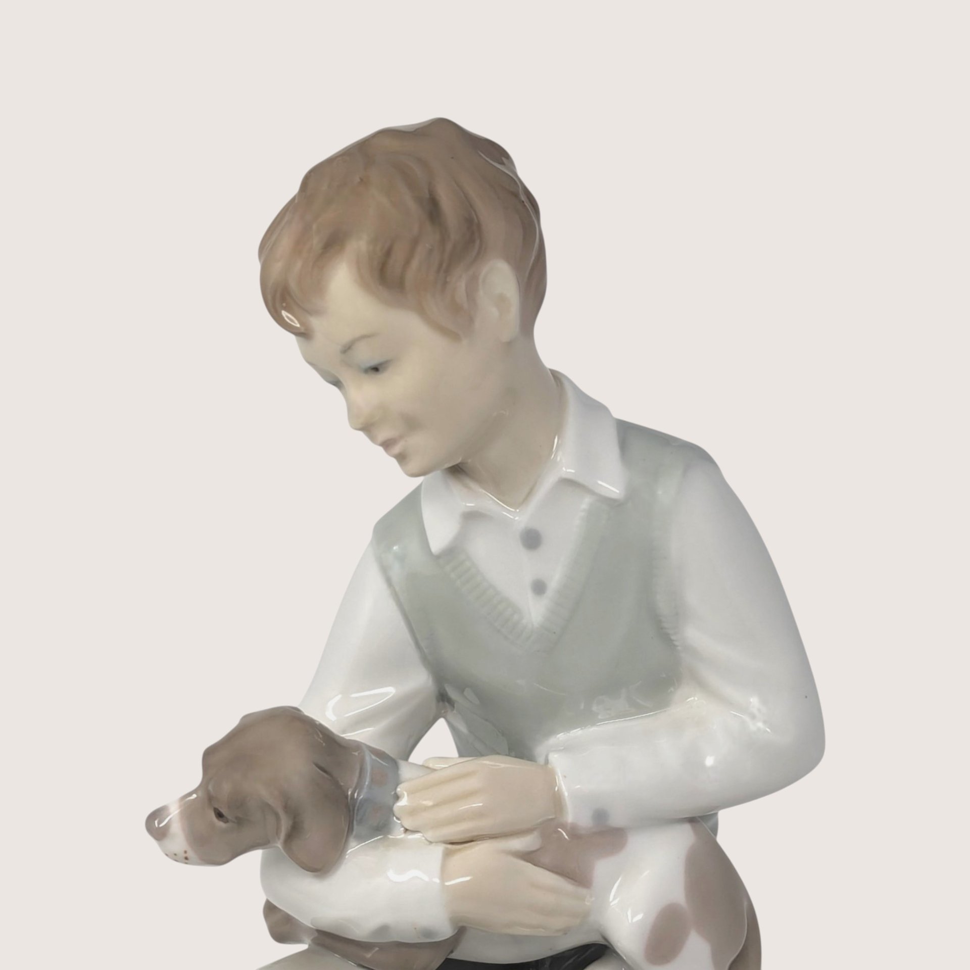1980s Zaphir Spain Boy with Puppy Porcelain Figurine