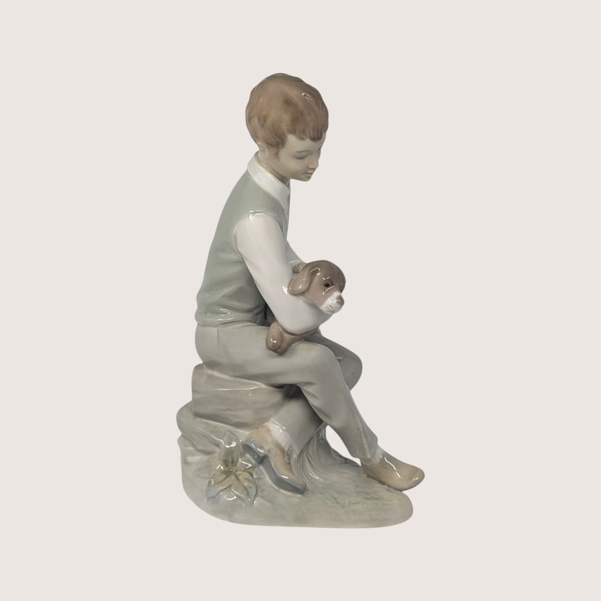 1980s Zaphir Spain Boy with Puppy Porcelain Figurine