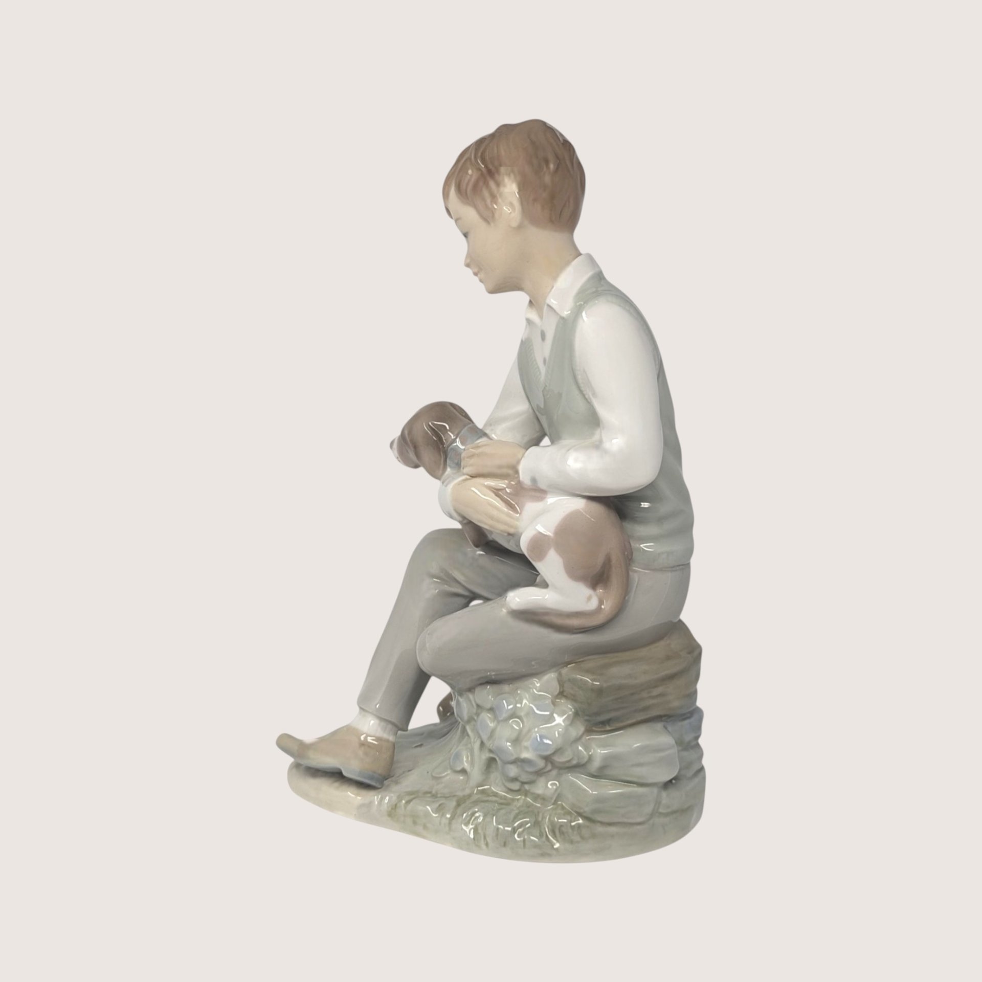 1980s Zaphir Spain Boy with Puppy Porcelain Figurine