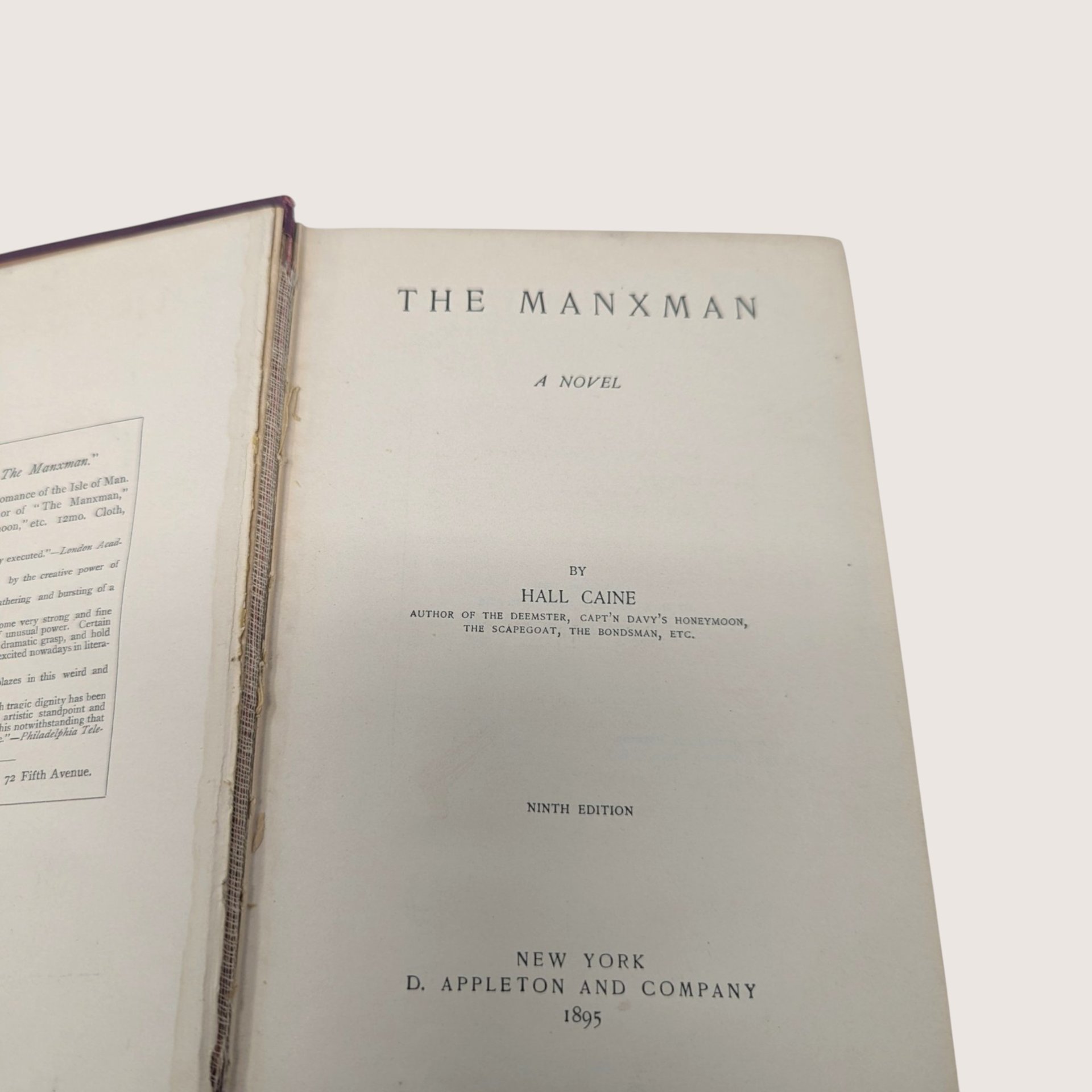 Antique 1895 The Manxman Hall Caine Hardcover Book