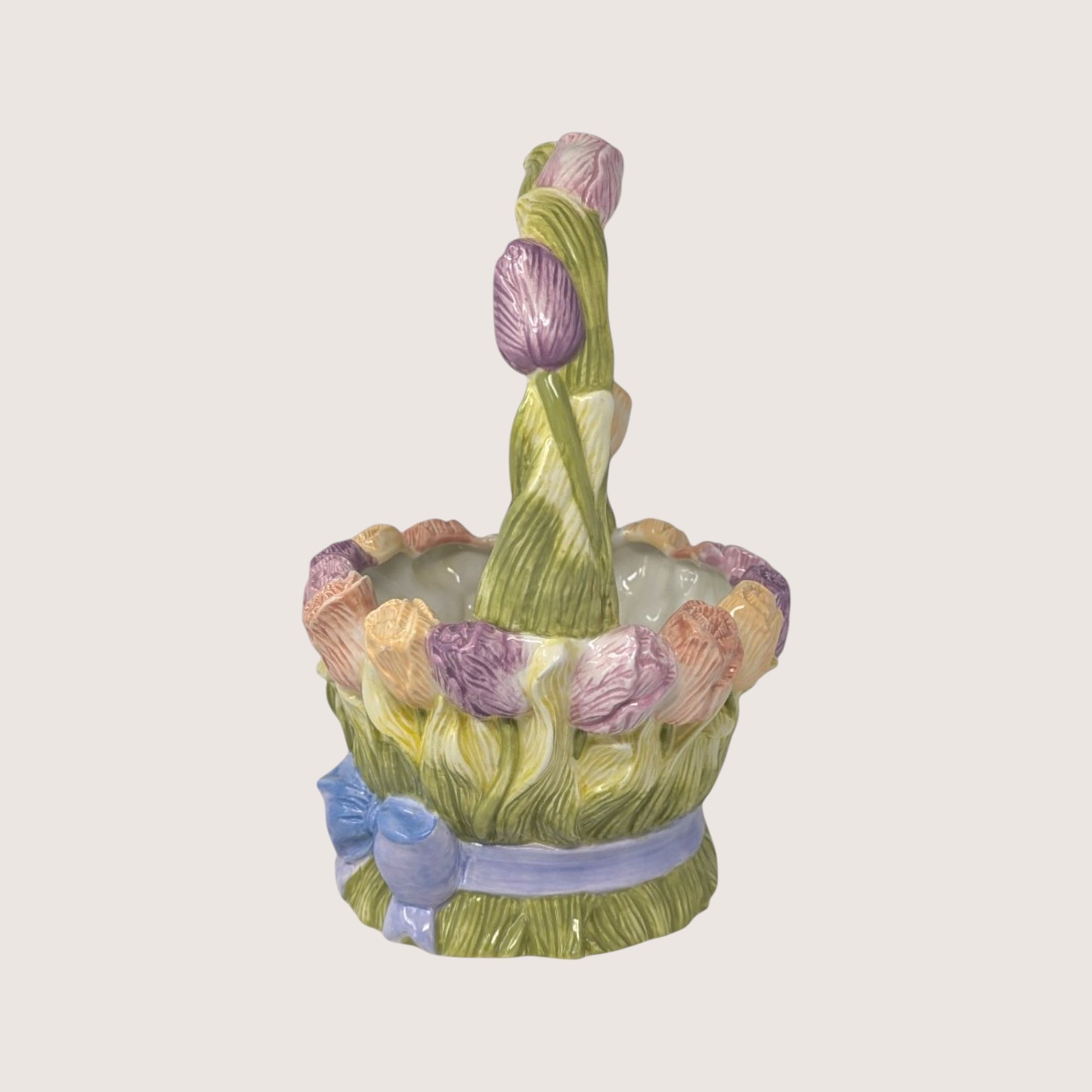 Vintage Silvestri Ceramic Floral Butterfly Basket Planter