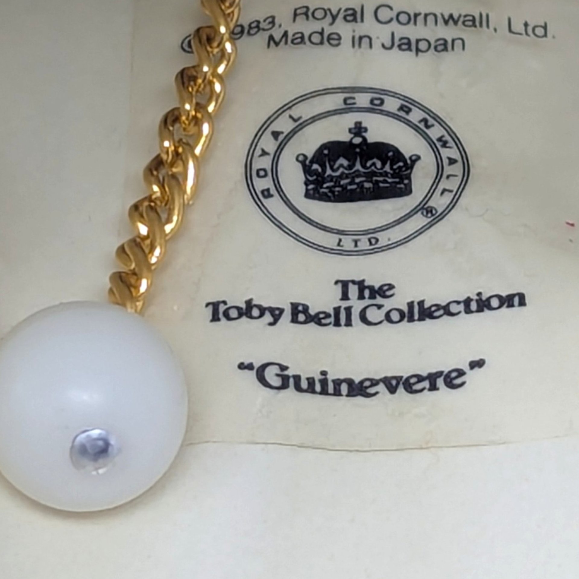 1983 Royal Cornwall Toby Collection Queen Guinevere Ceramic Bell