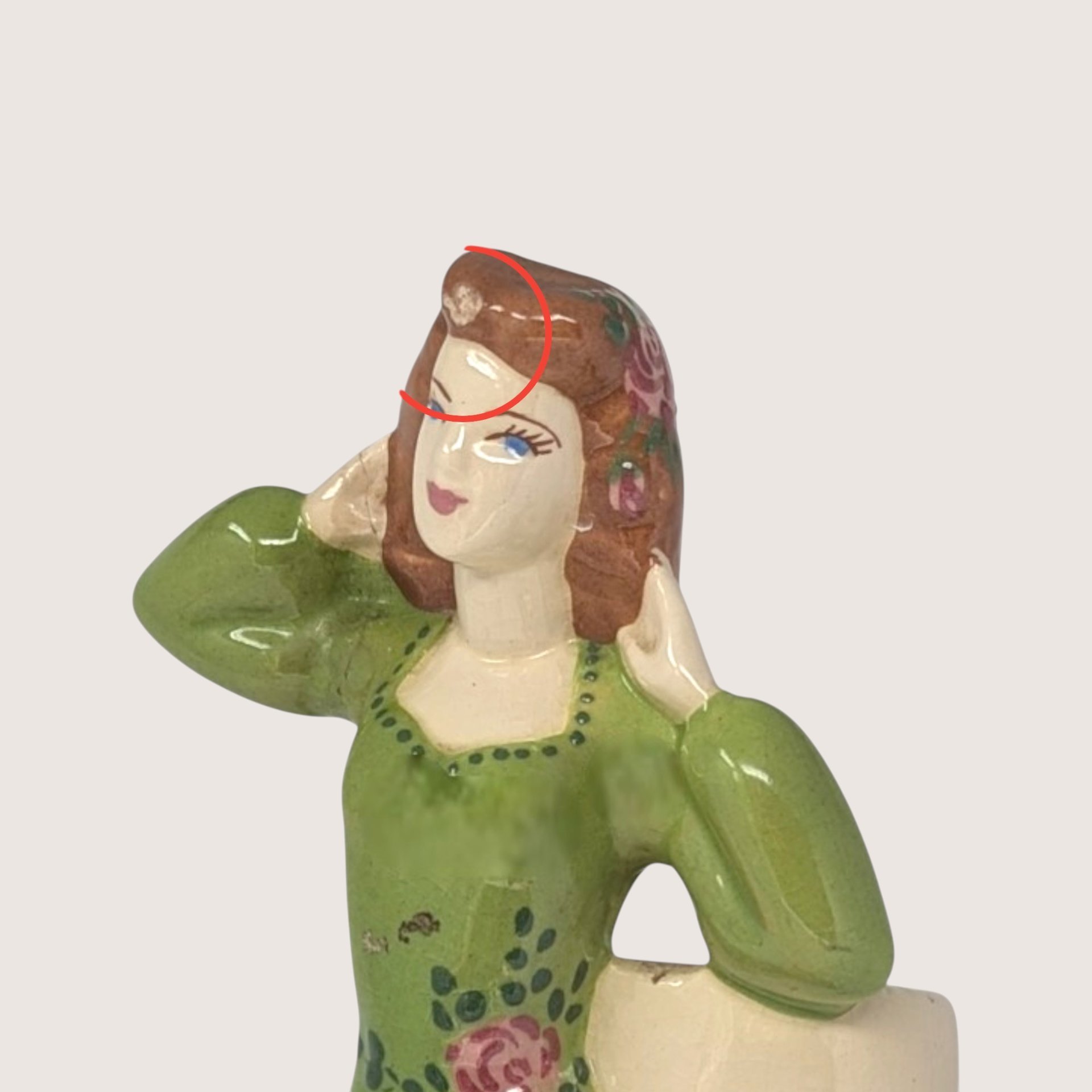 Vintage Ceramic Figural Lady Vase Planter 