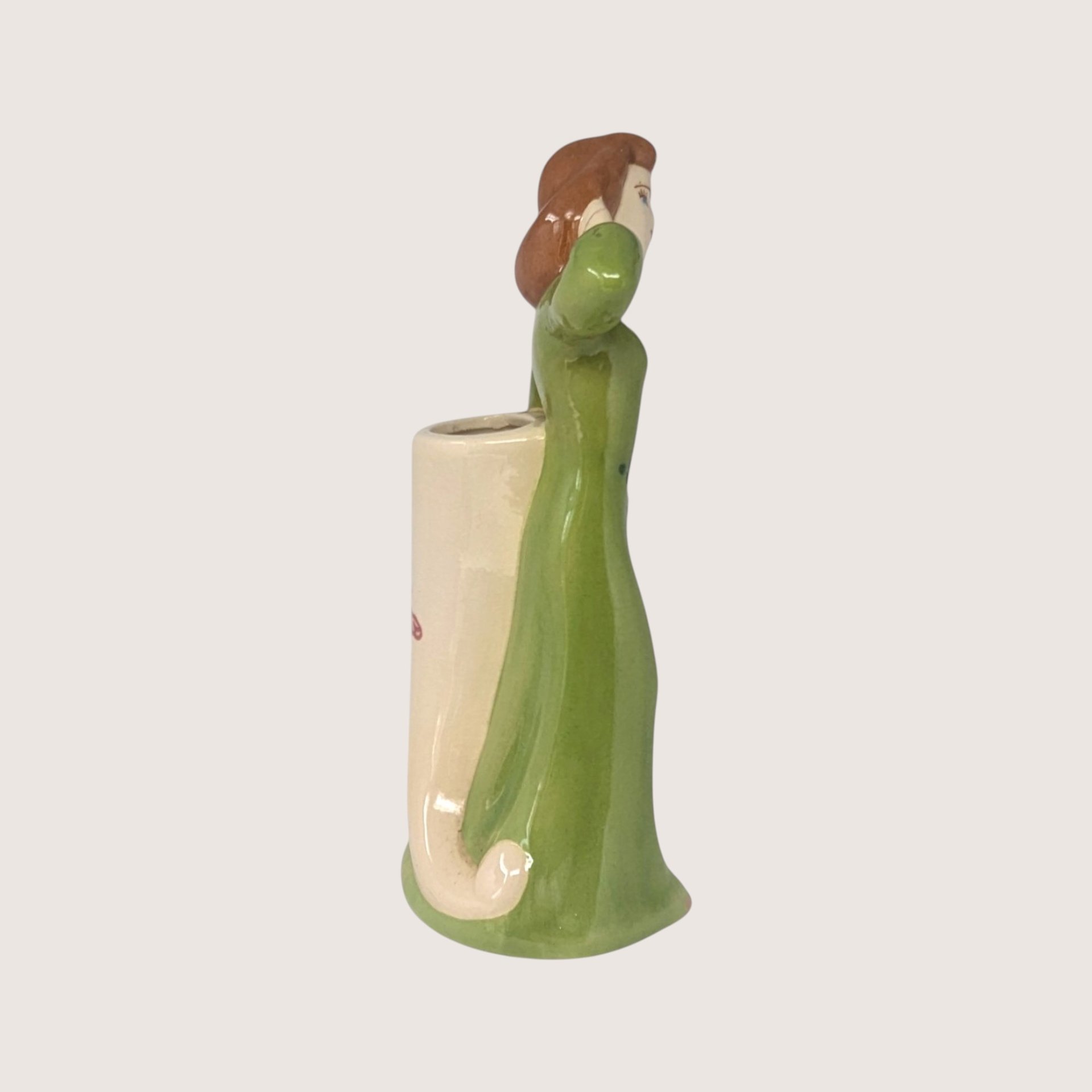 Vintage Ceramic Figural Lady Vase Planter 
