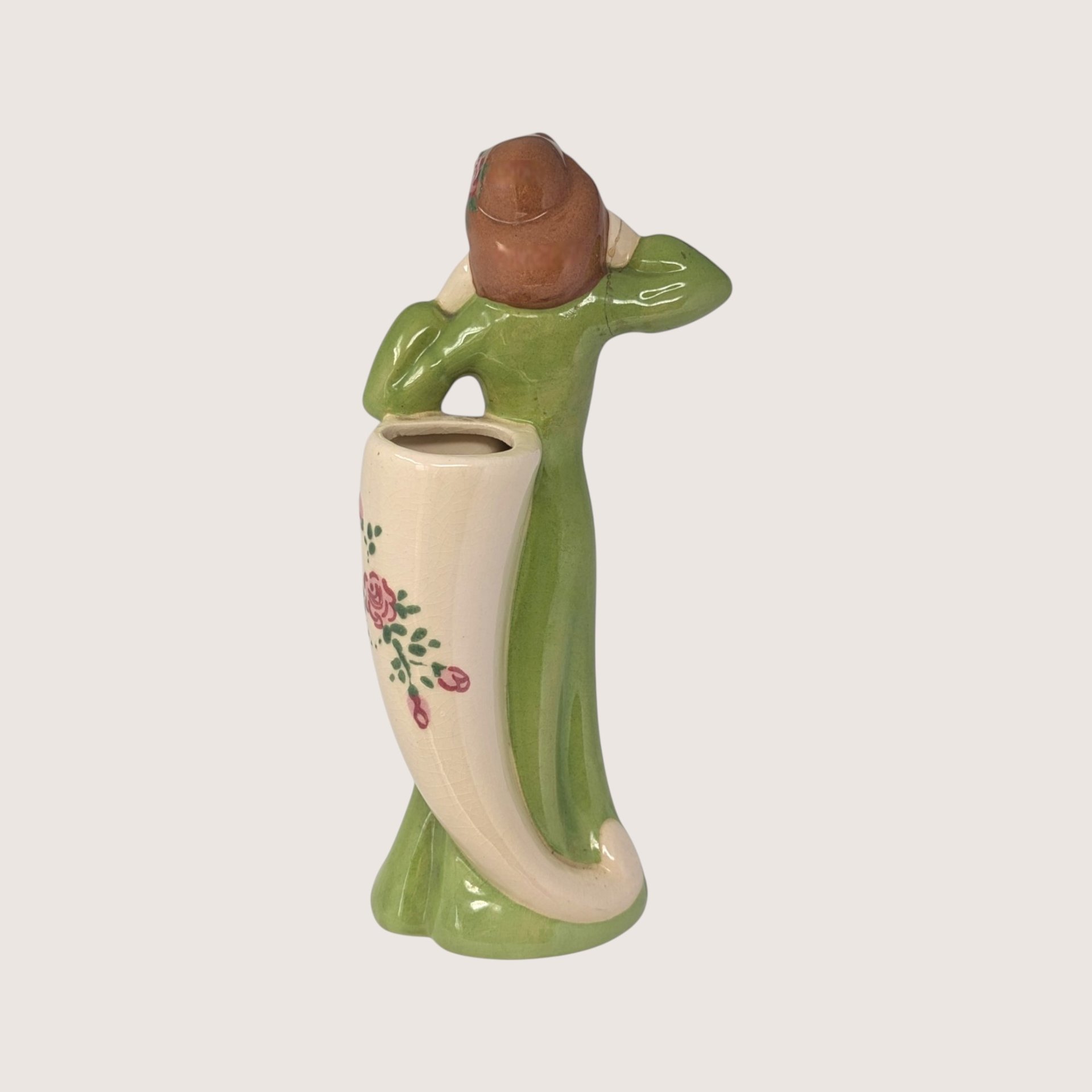 Vintage Ceramic Figural Lady Vase Planter 