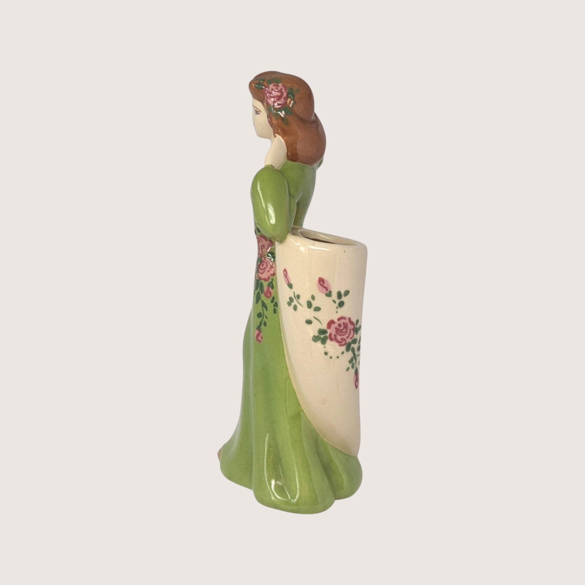Vintage Ceramic Figural Lady Vase Planter 