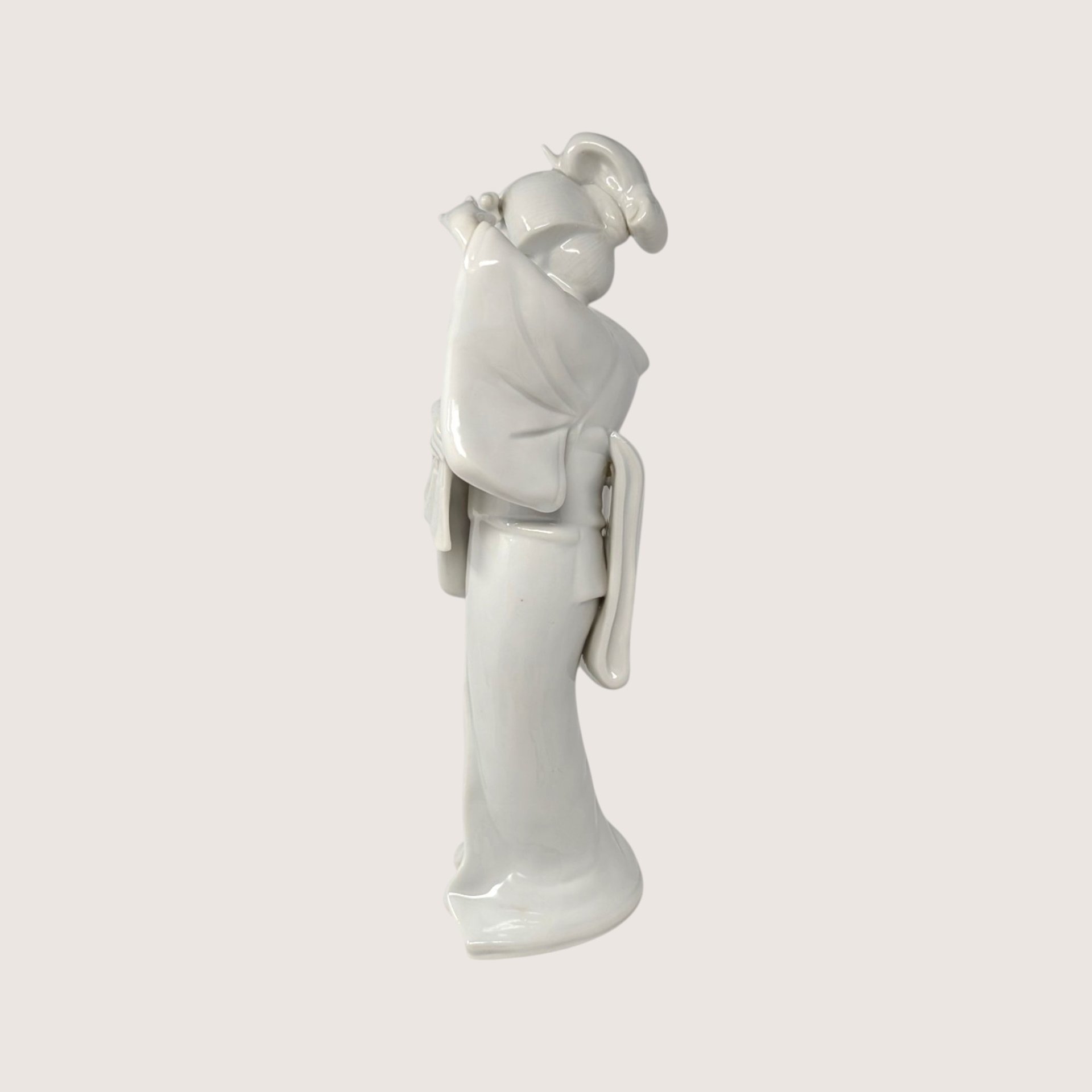 Vintage White Porcelain Geisha Figurine