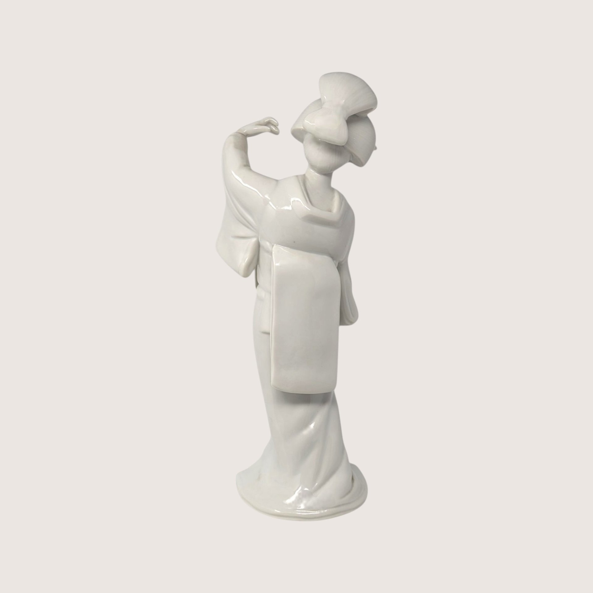 Vintage White Porcelain Geisha Figurine