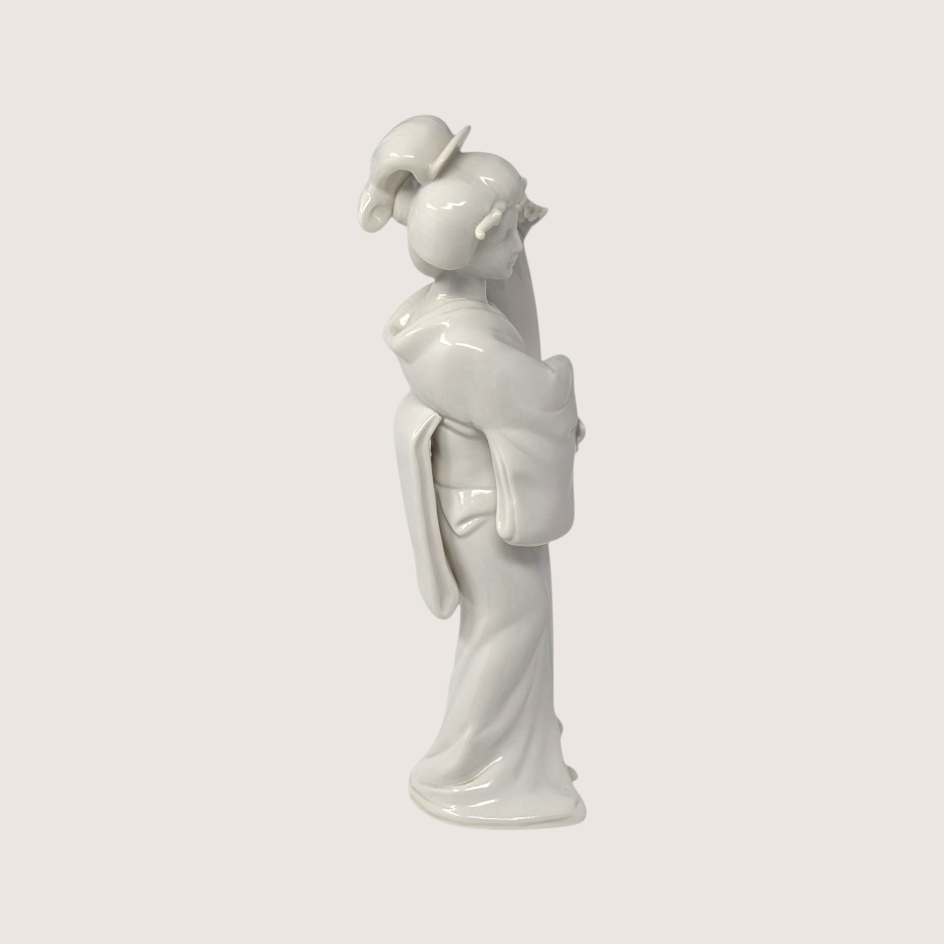 Vintage White Porcelain Geisha Figurine