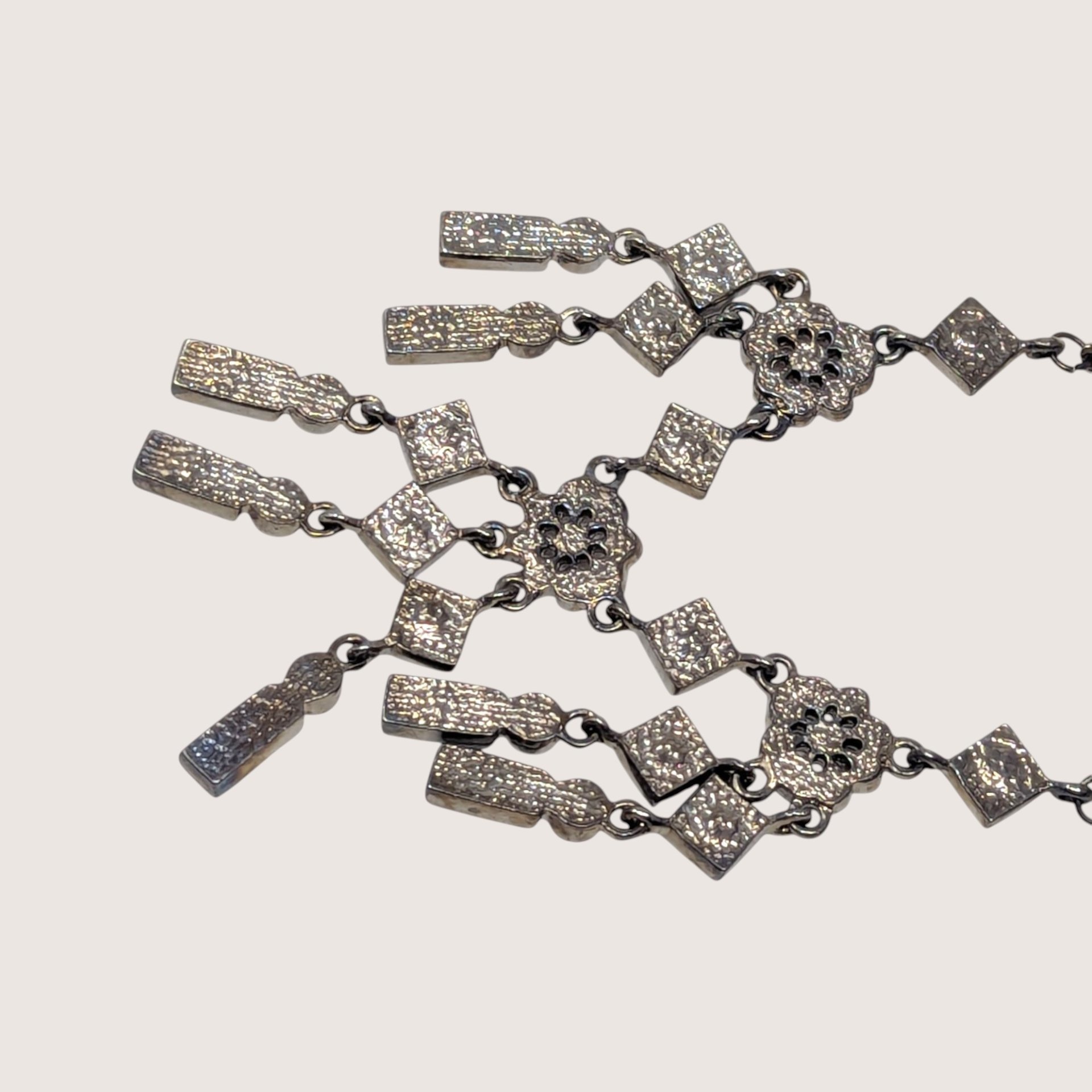 Vintage Silver Tone Multi Color Rhinestone Chandelier Necklace