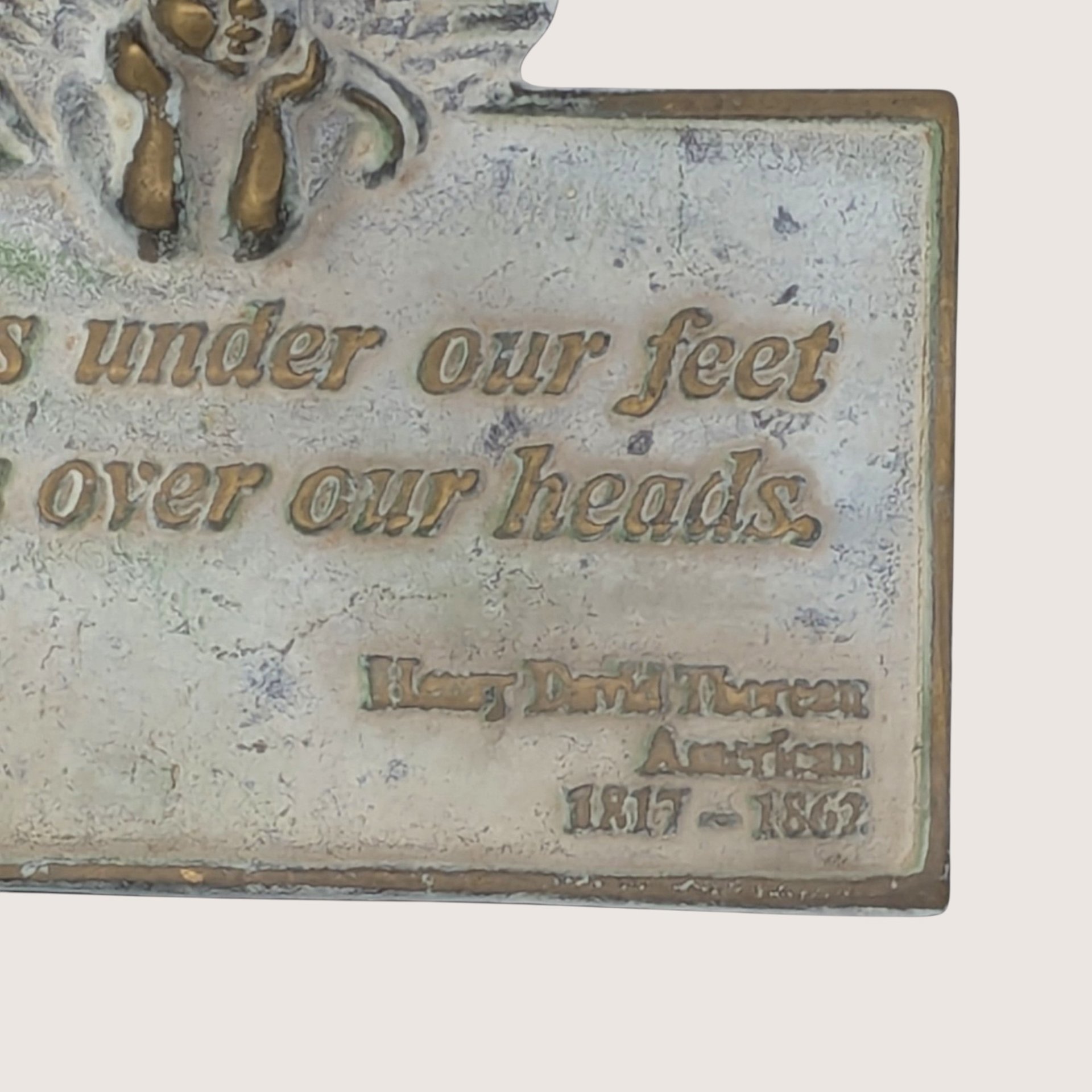 Vintage Cast Metal Plaque with Henry David Thoreau Quote