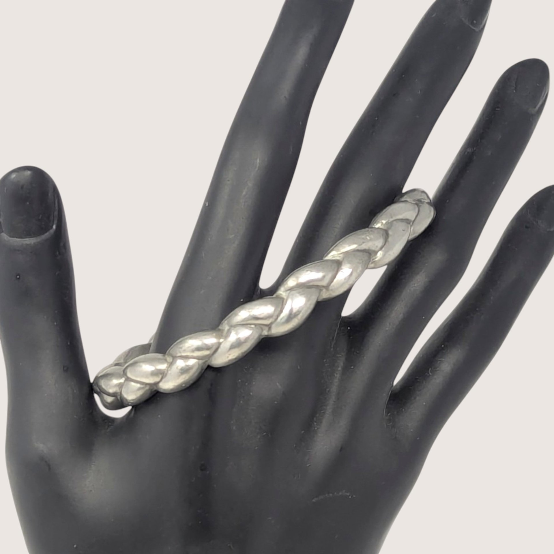 Vintage Pewter Braided Bangle Bracelet