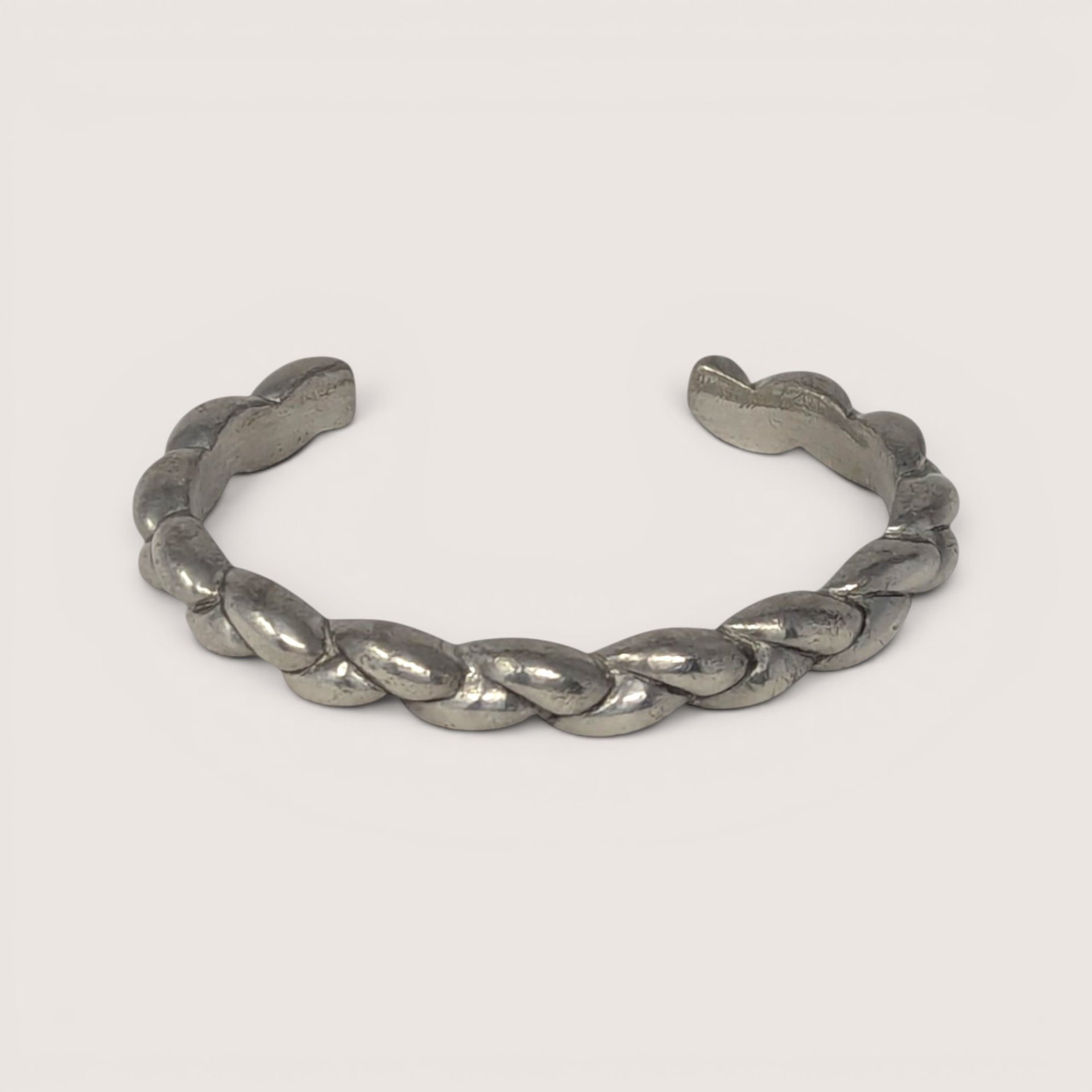 Vintage Pewter Braided Bangle Bracelet