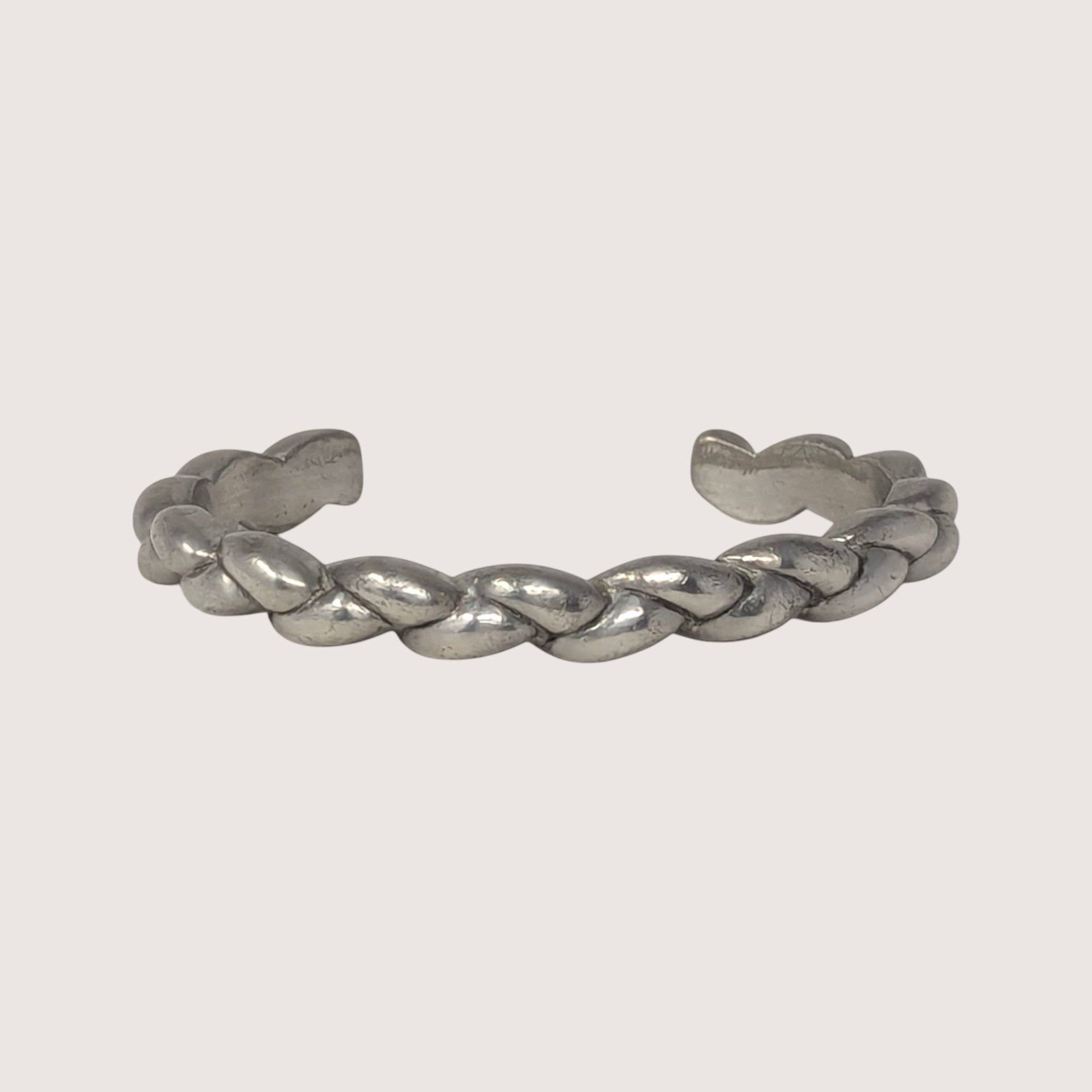 Vintage Pewter Braided Bangle Bracelet