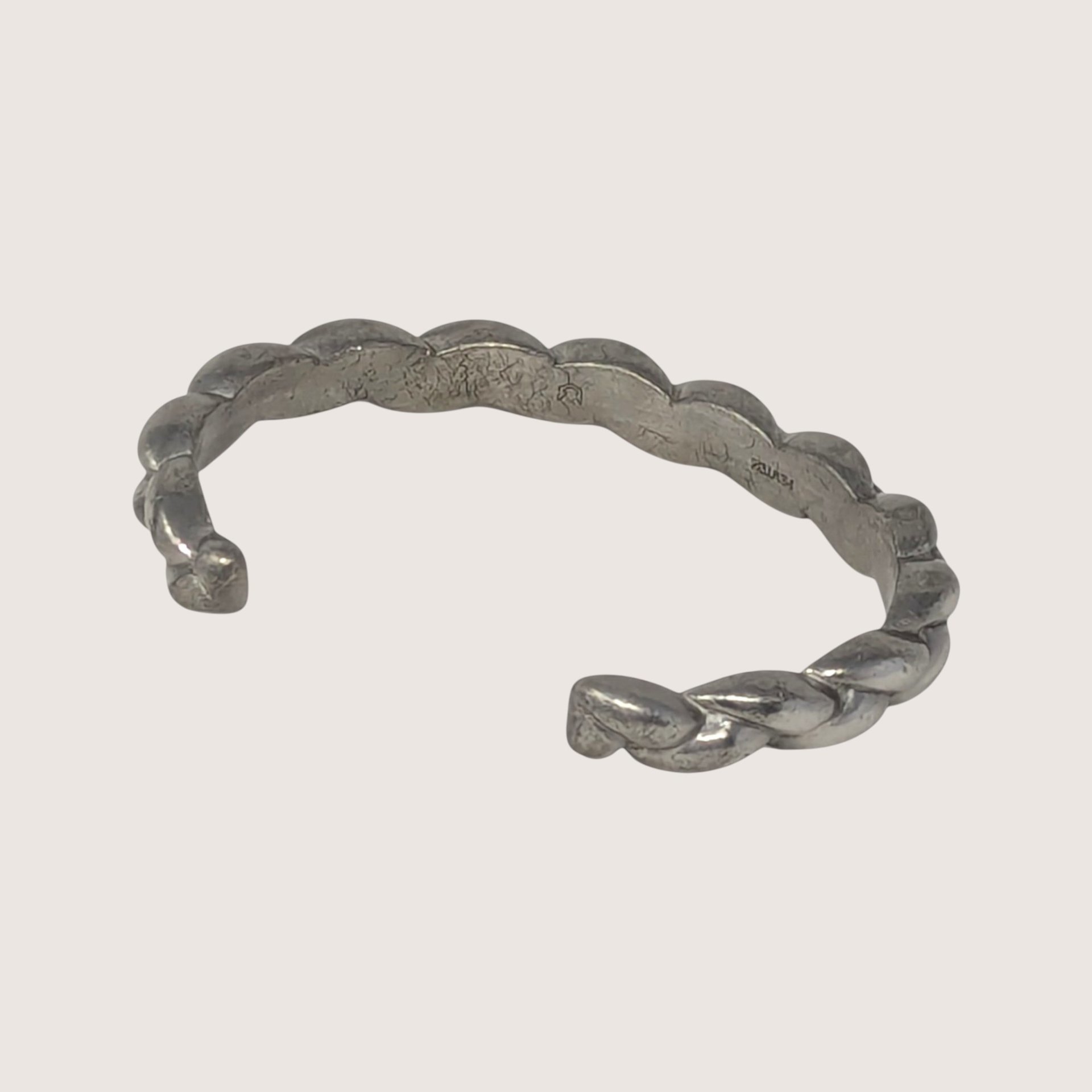 Vintage Pewter Braided Bangle Bracelet