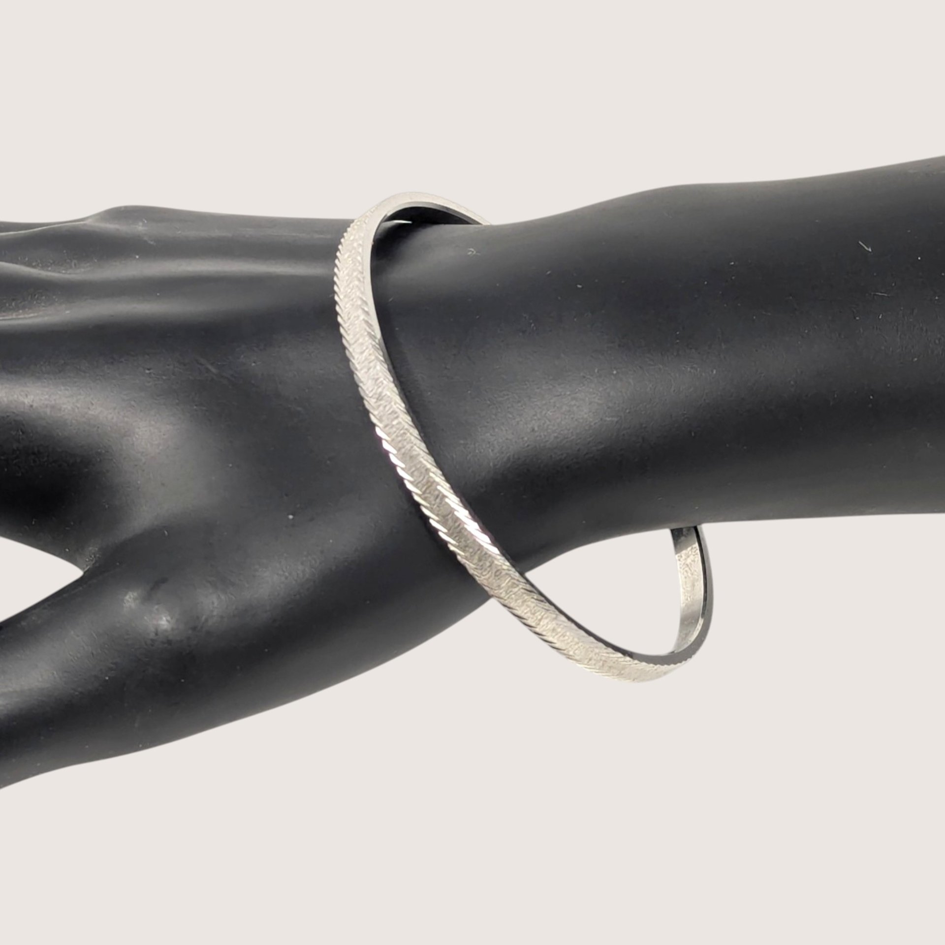 Vintage Trifari Silver Tone Textured Bangle Bracelet