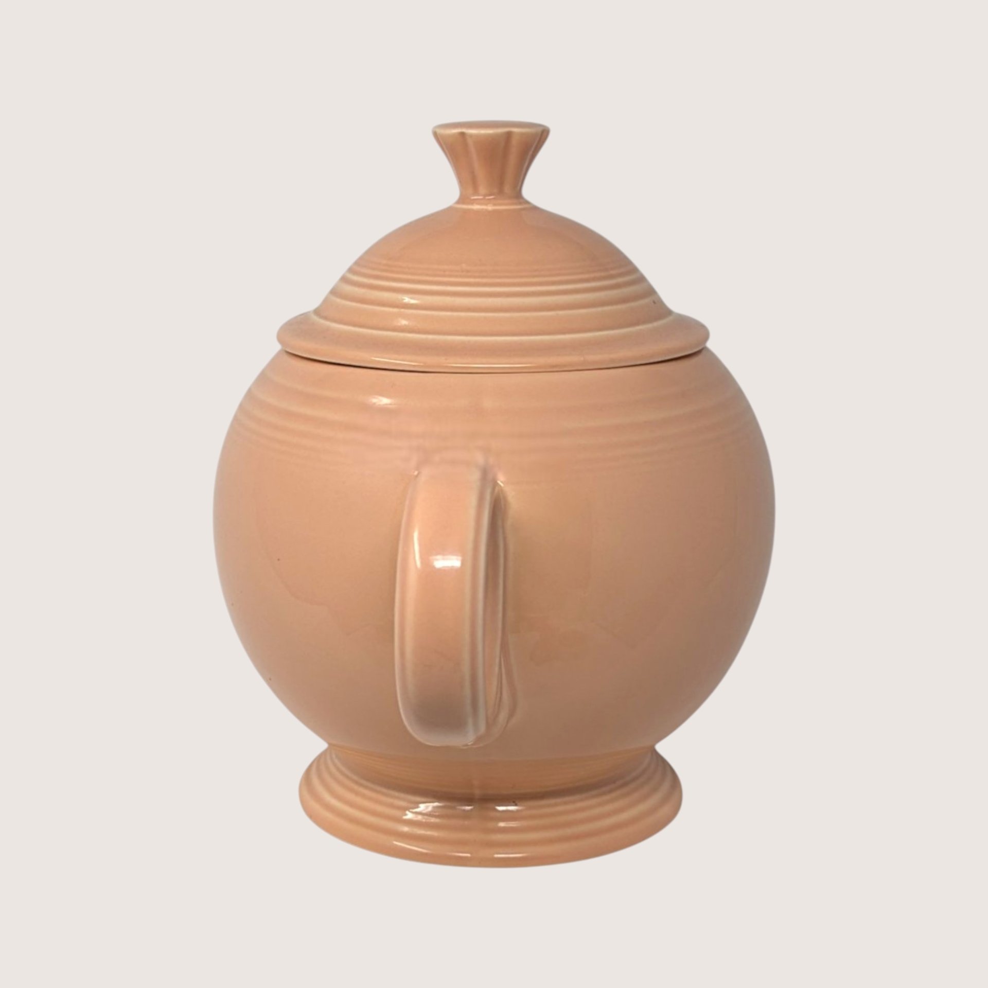 Vintage Fiesta Peach Glazed Ceramic Covered Teapot