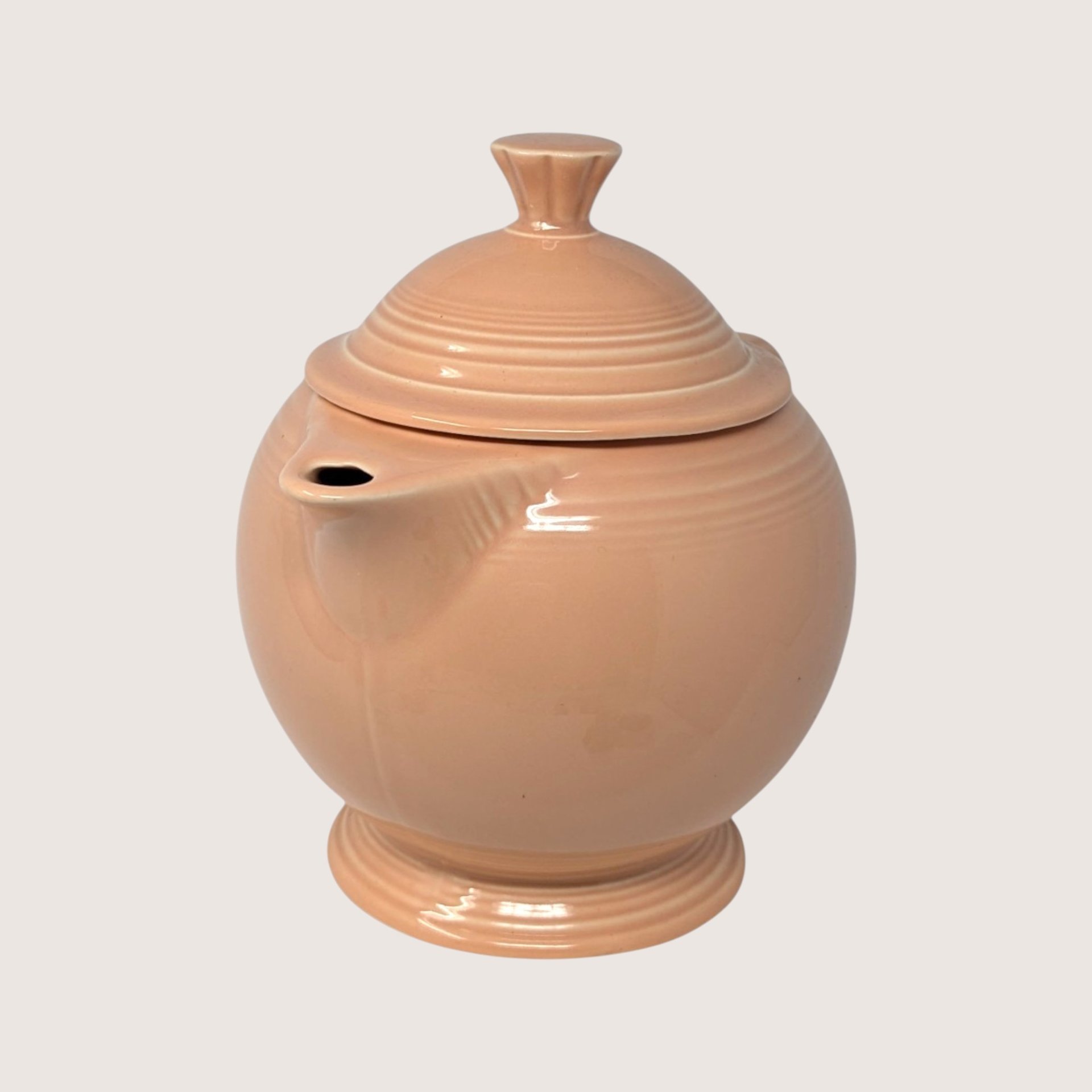 Vintage Fiesta Peach Glazed Ceramic Covered Teapot