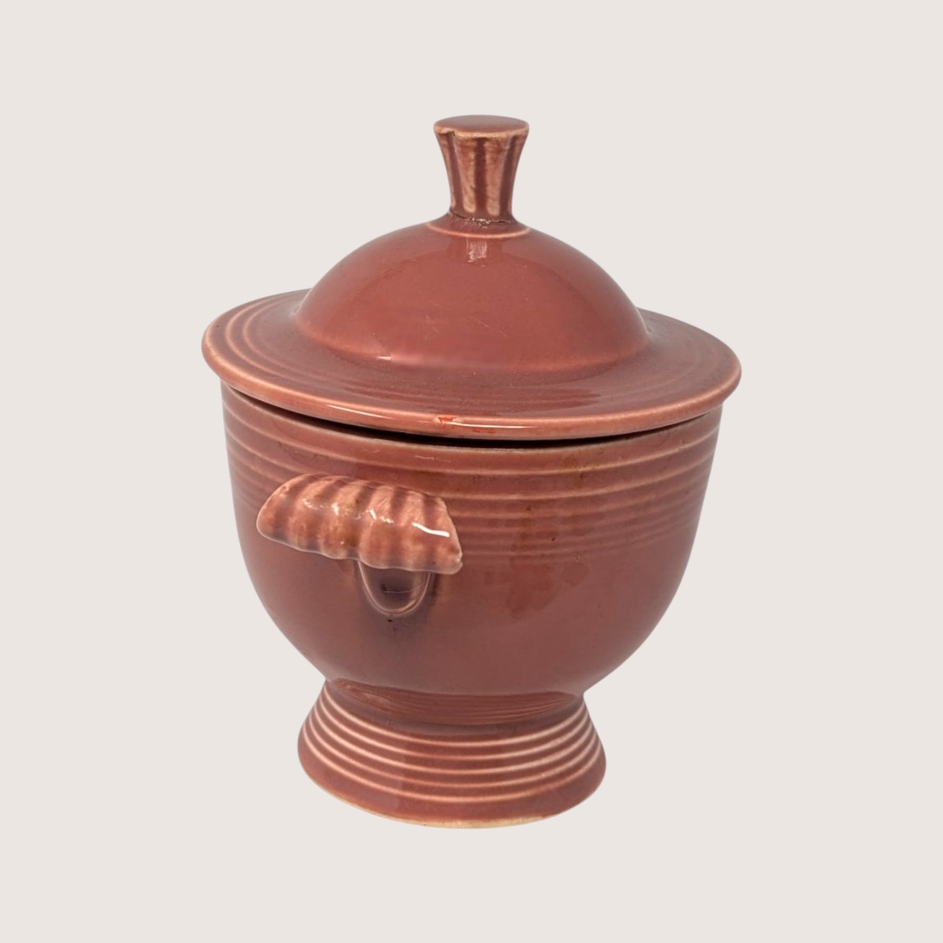Vintage Fiesta Rose Ceramic Sugar Bowl with Lid