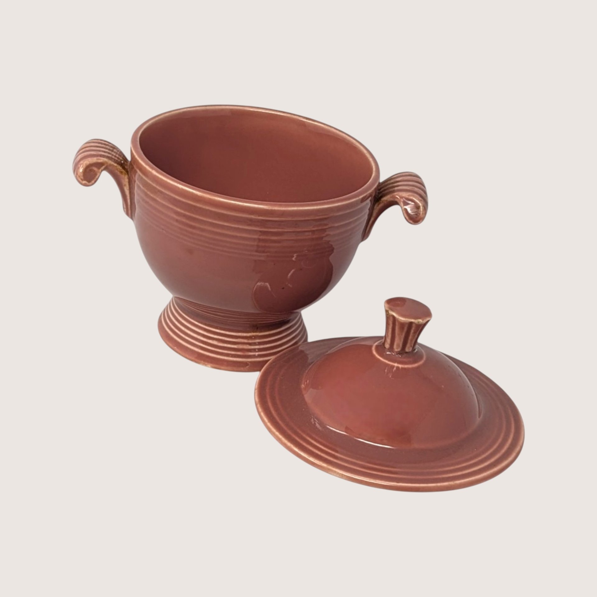 Vintage Fiesta Rose Ceramic Sugar Bowl with Lid