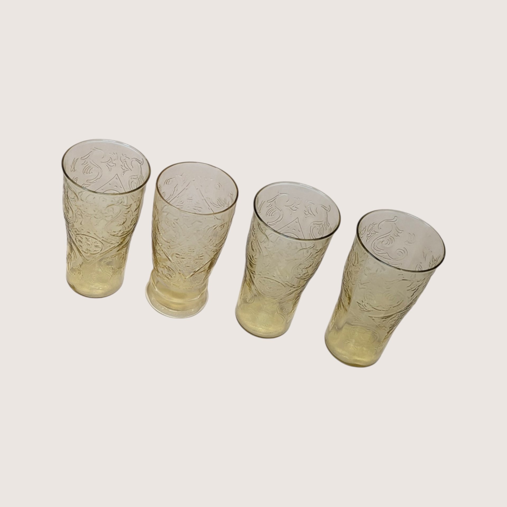Vintage Federal Glass Madrid Amber Tumbler Set of 4