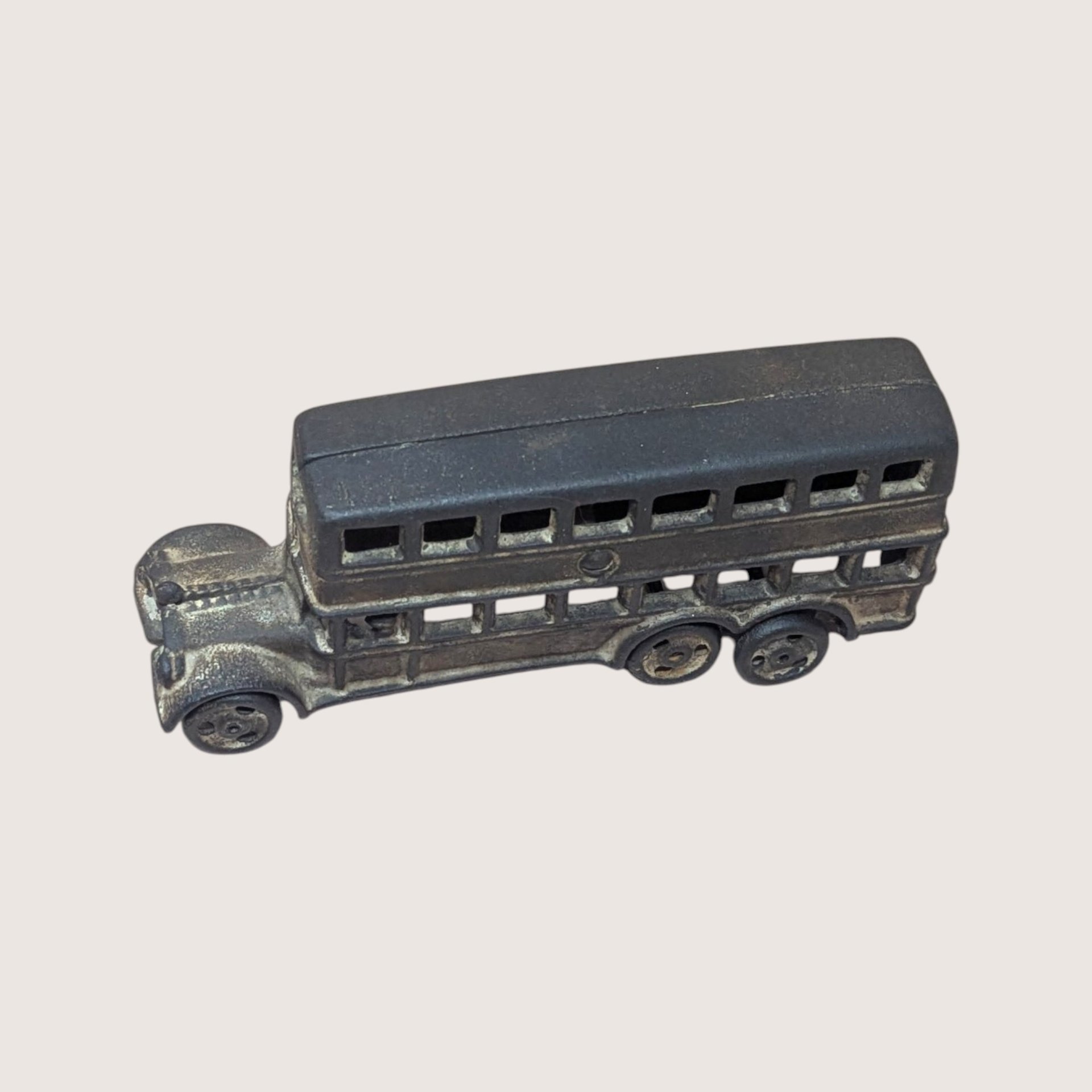 Vintage Cast Iron Double Decker Bus Toy
