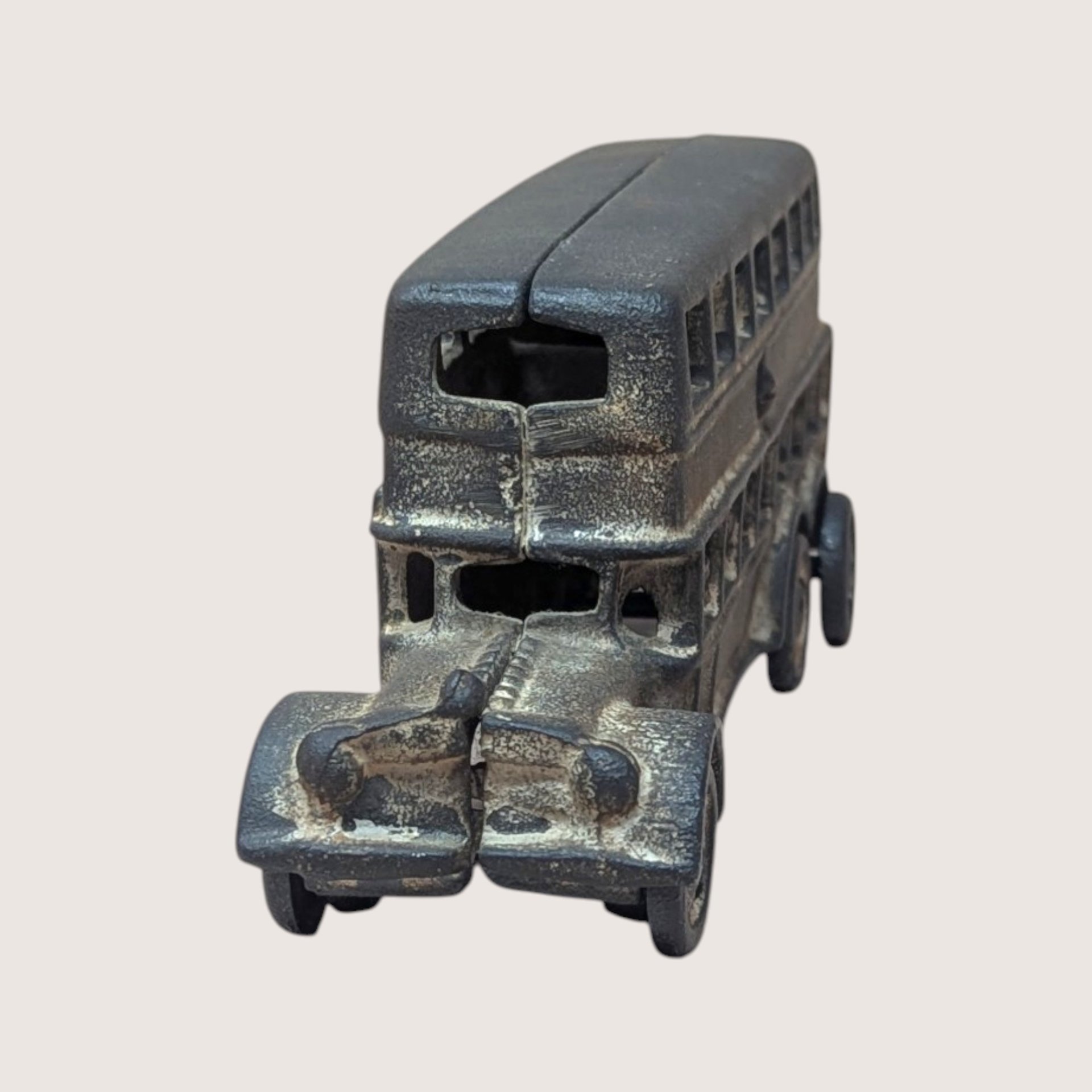 Vintage Cast Iron Double Decker Bus Toy