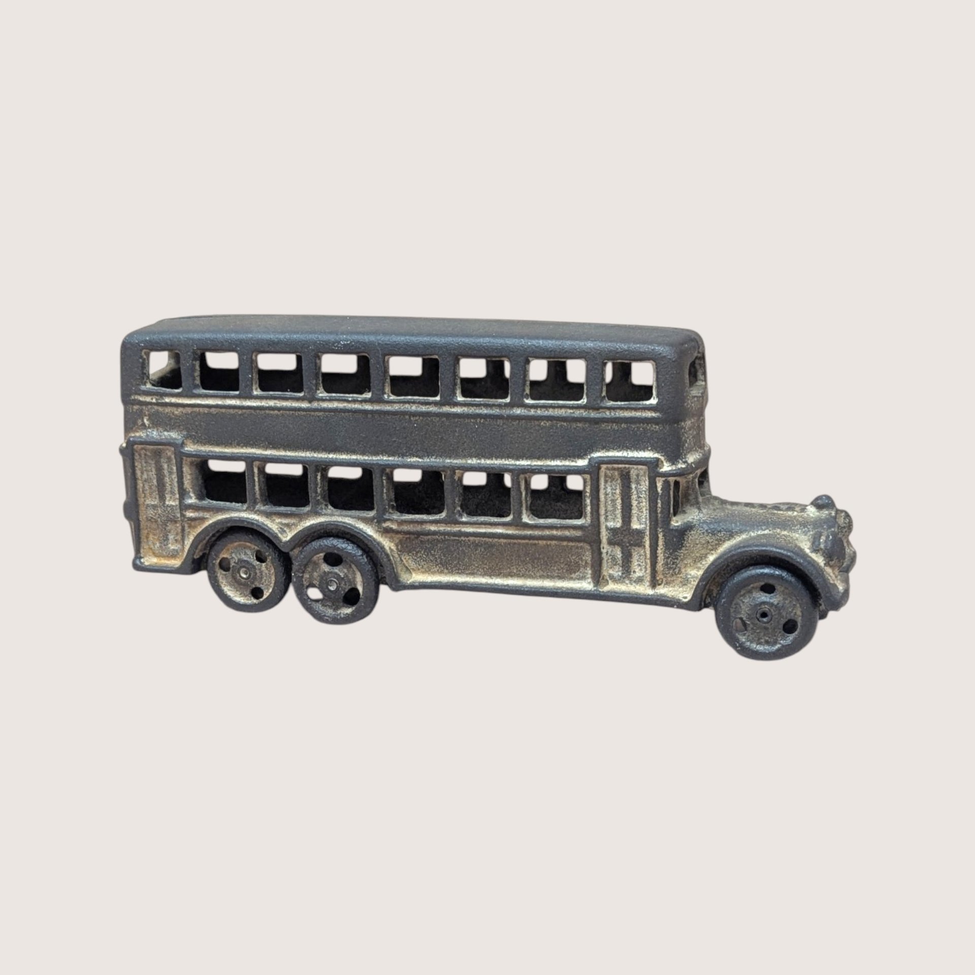 Vintage Cast Iron Double Decker Bus Toy