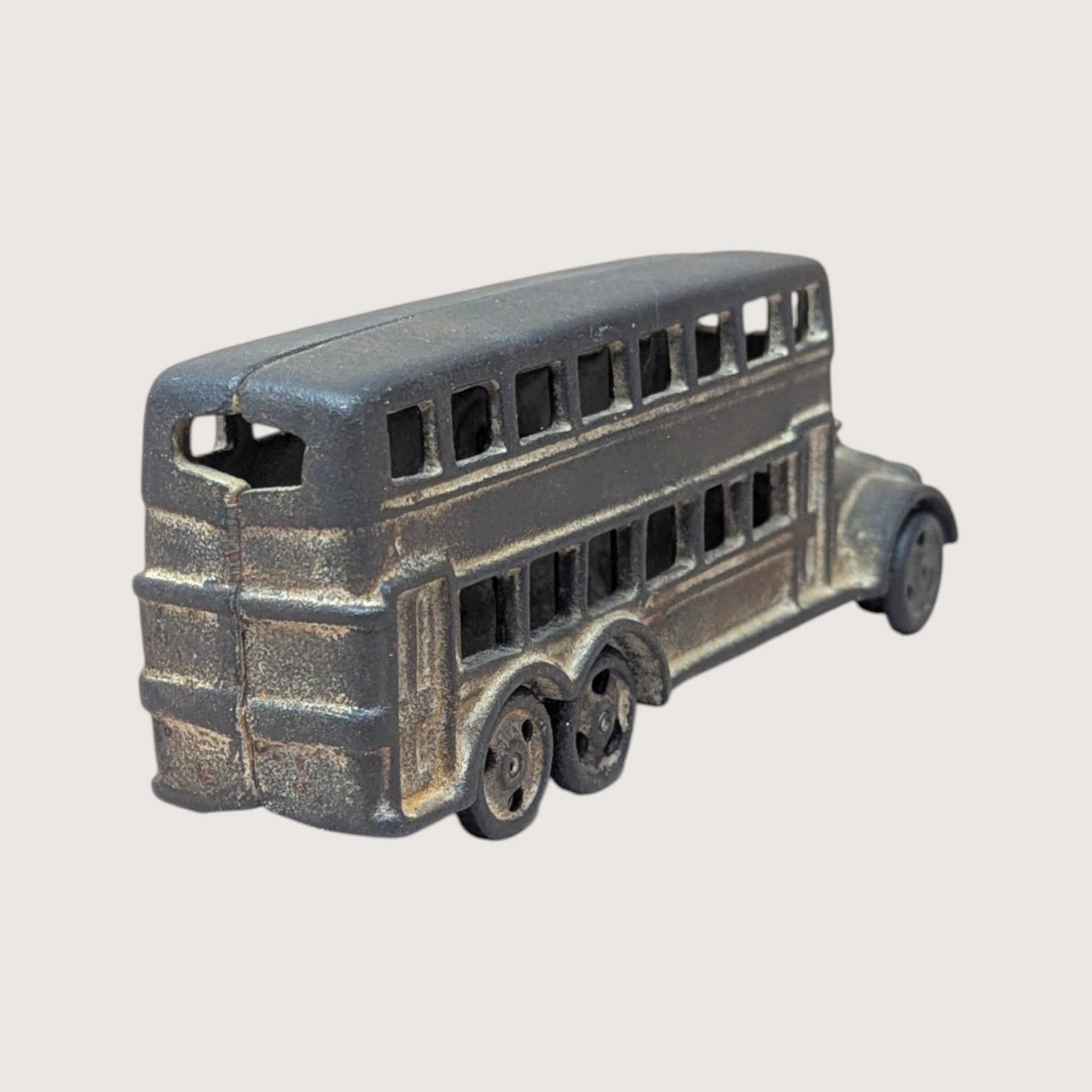 Vintage Cast Iron Double Decker Bus Toy