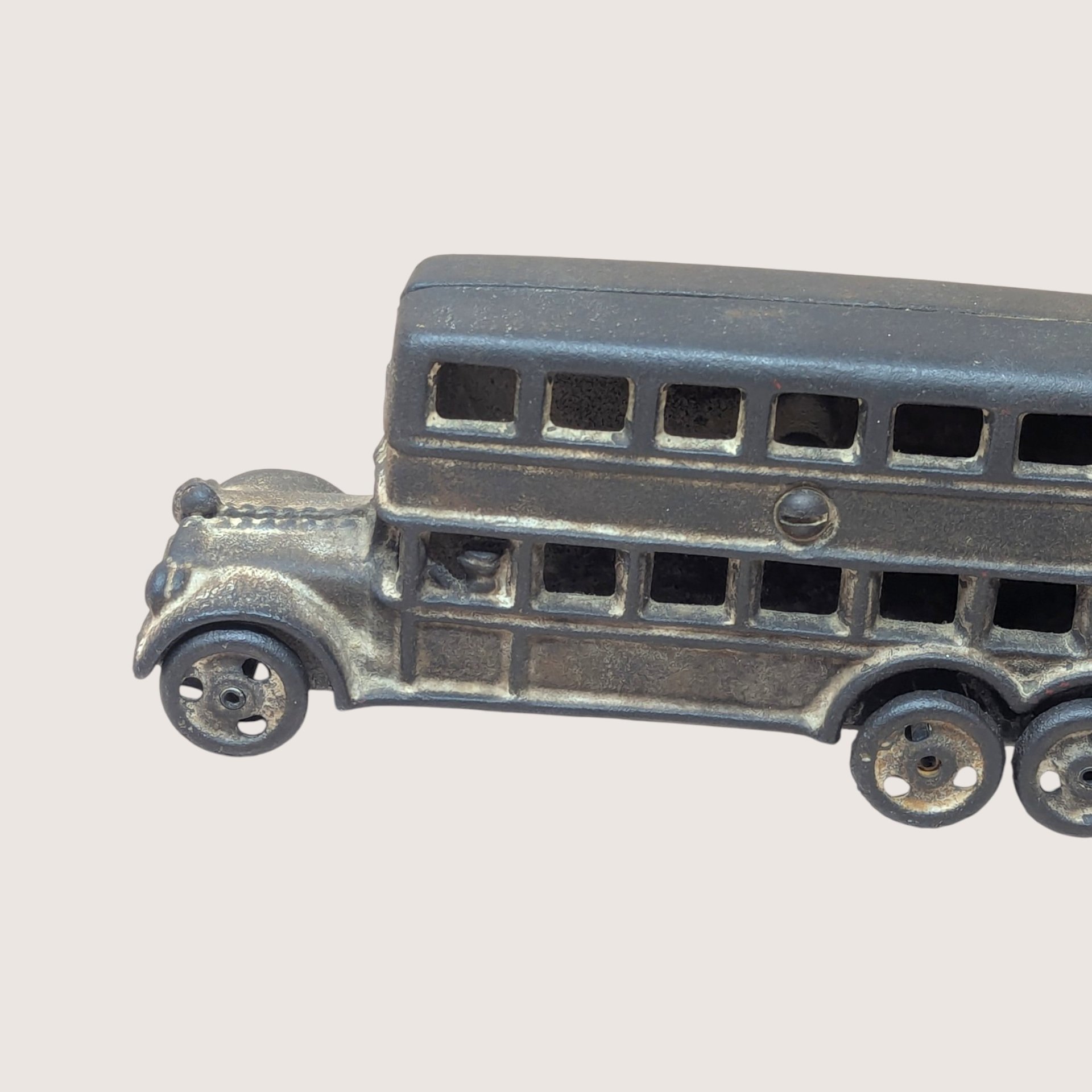 Vintage Cast Iron Double Decker Bus Toy