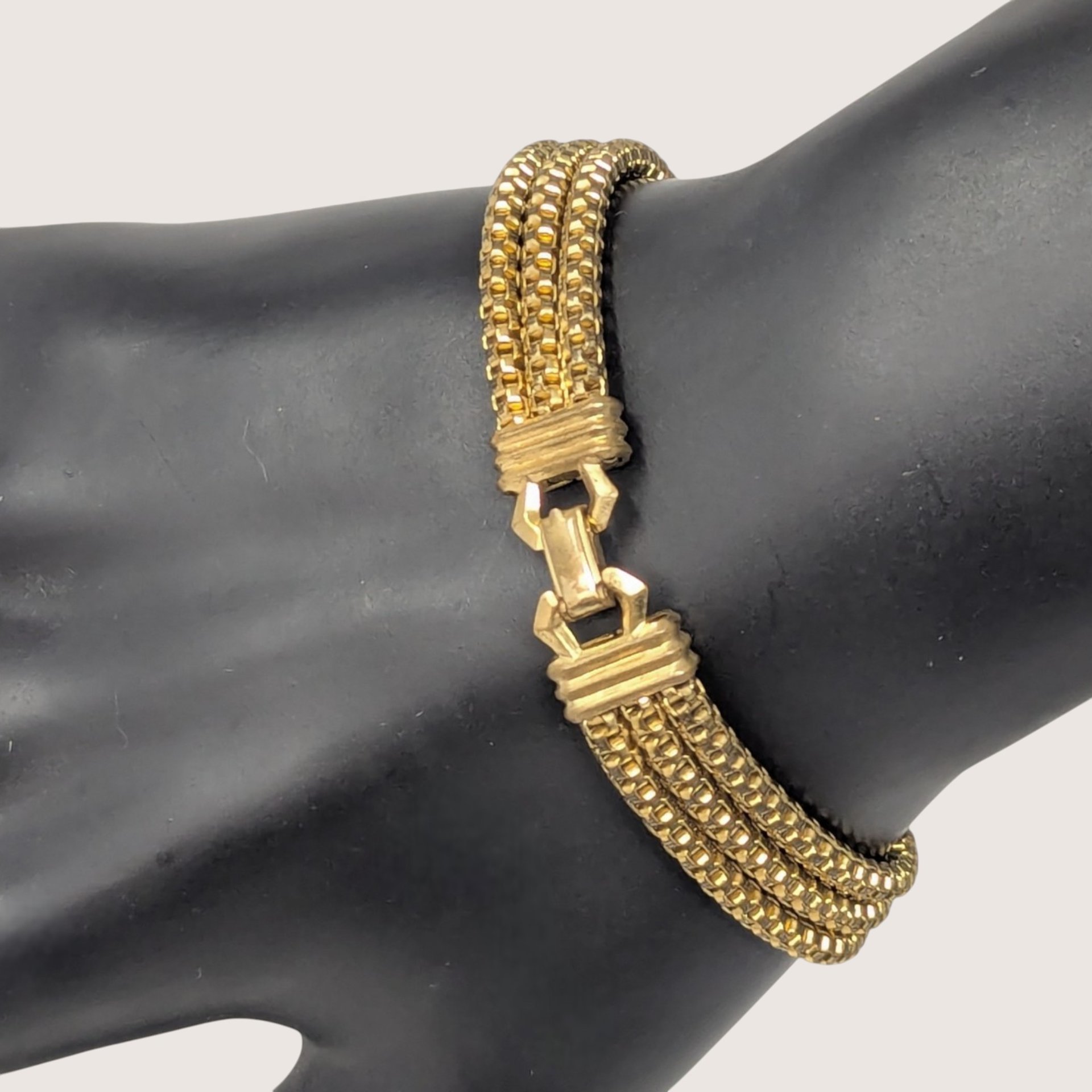 Vintage Gold Tone Multi Strand Textured Bracelet