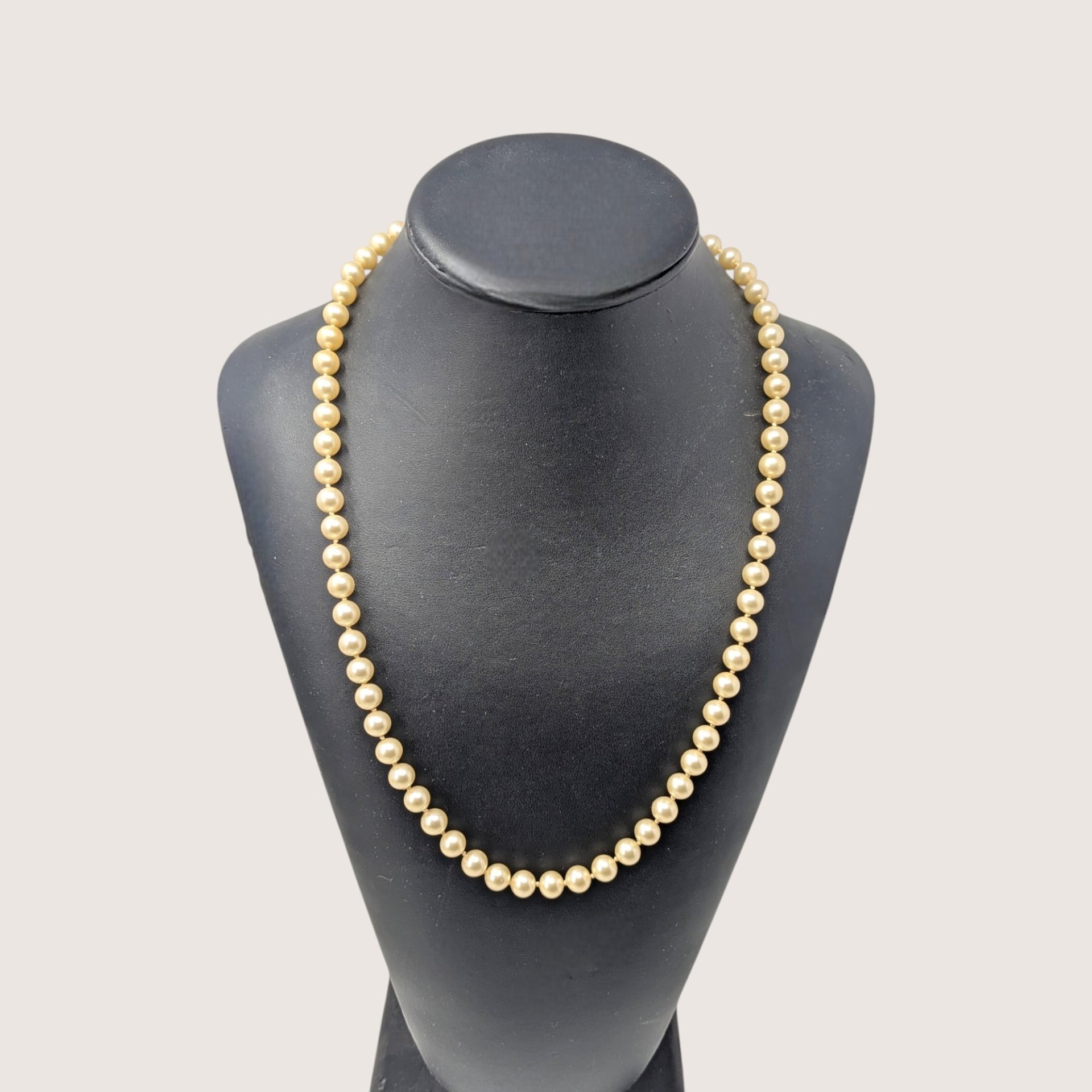 Vintage Faux Pearl Necklace With Rhinestone Clasp