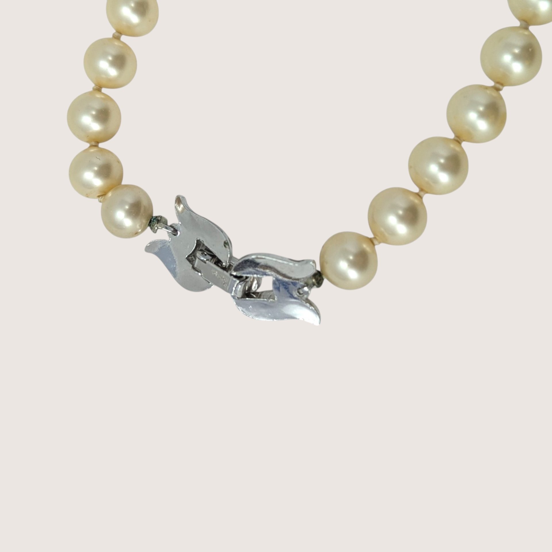 Vintage Faux Pearl Necklace With Rhinestone Clasp