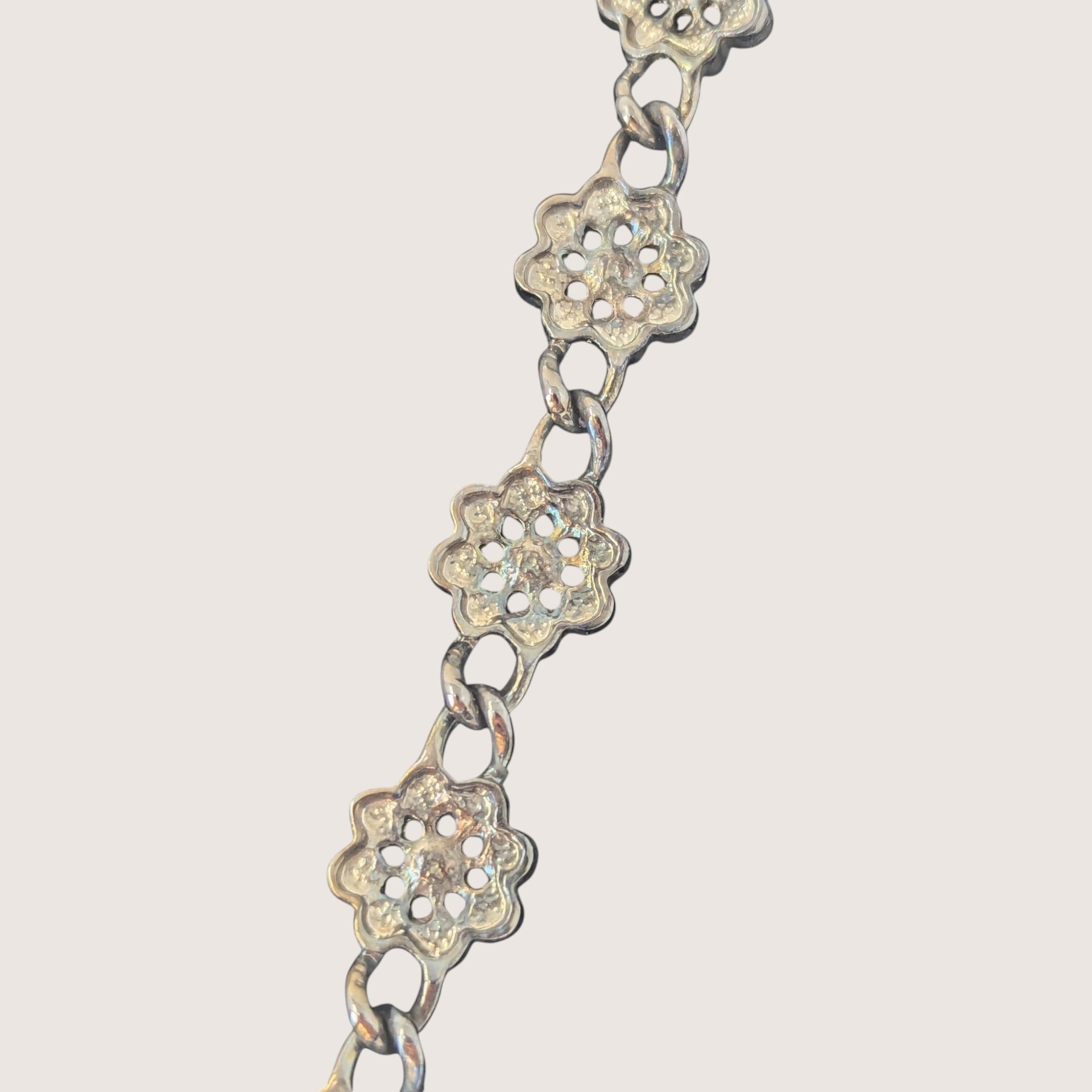 Vintage La Fleur Rhinestone Floral Charm Bracelet