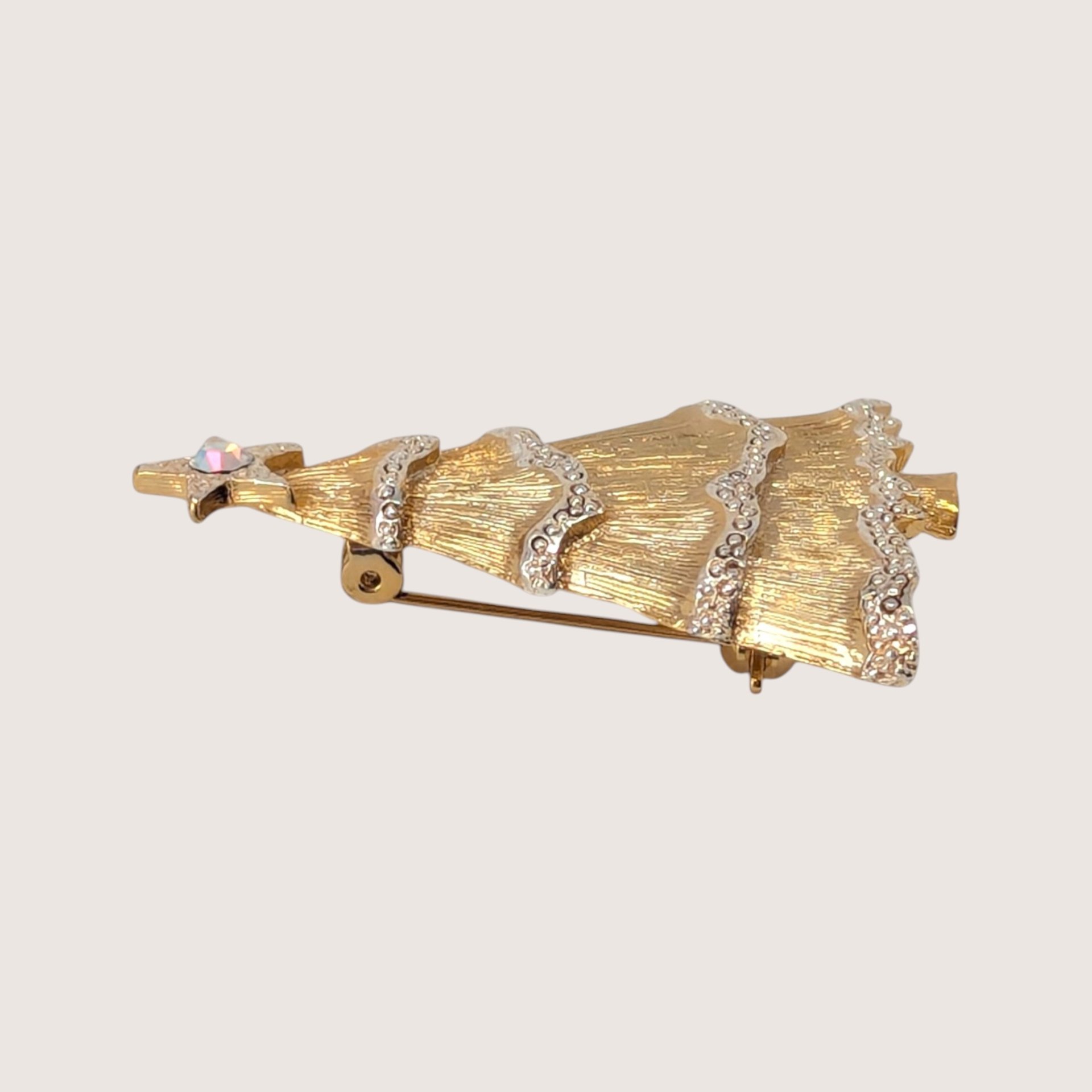 Vintage Liz Claiborne Gold Tone Christmas Tree Brooch