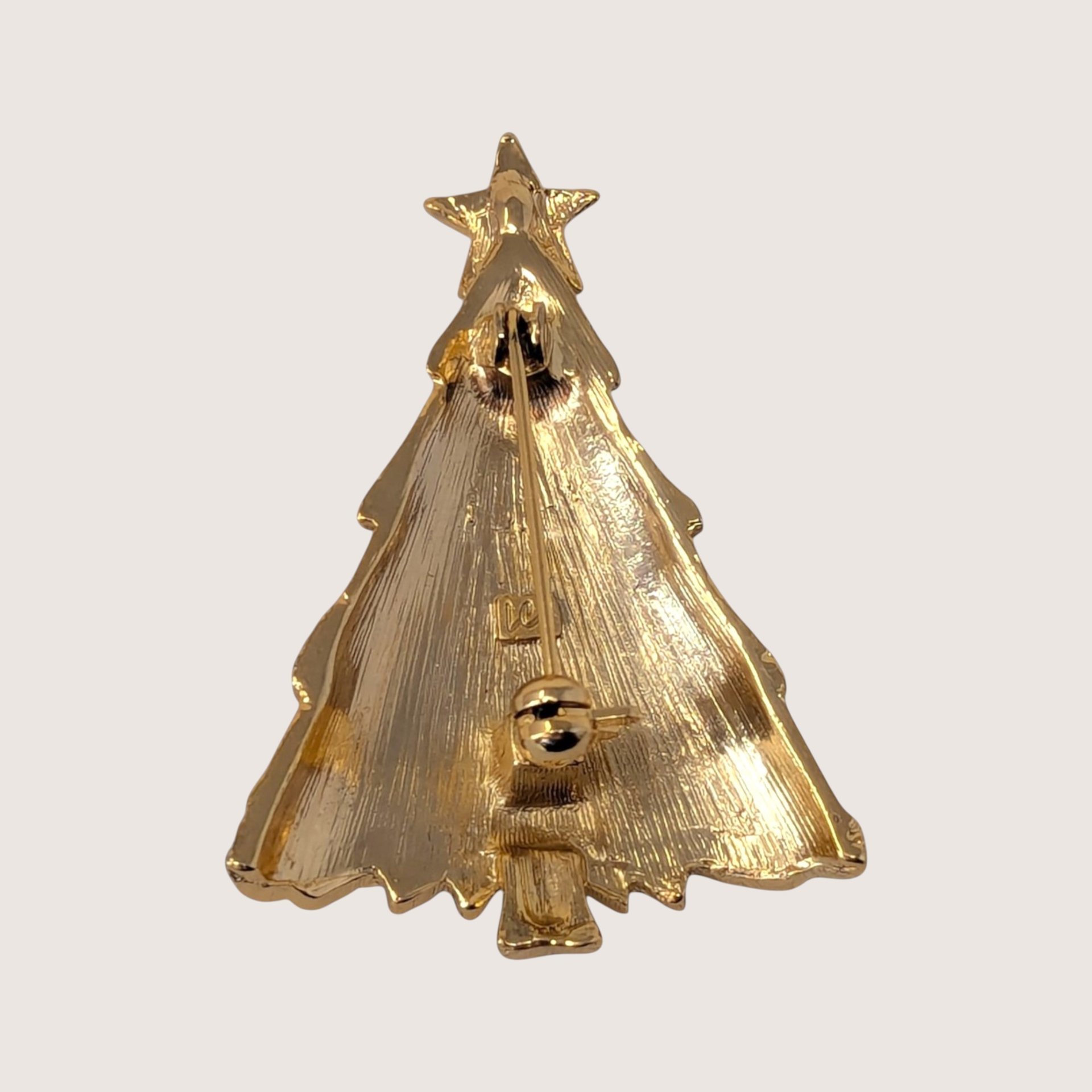 Vintage Liz Claiborne Gold Tone Christmas Tree Brooch